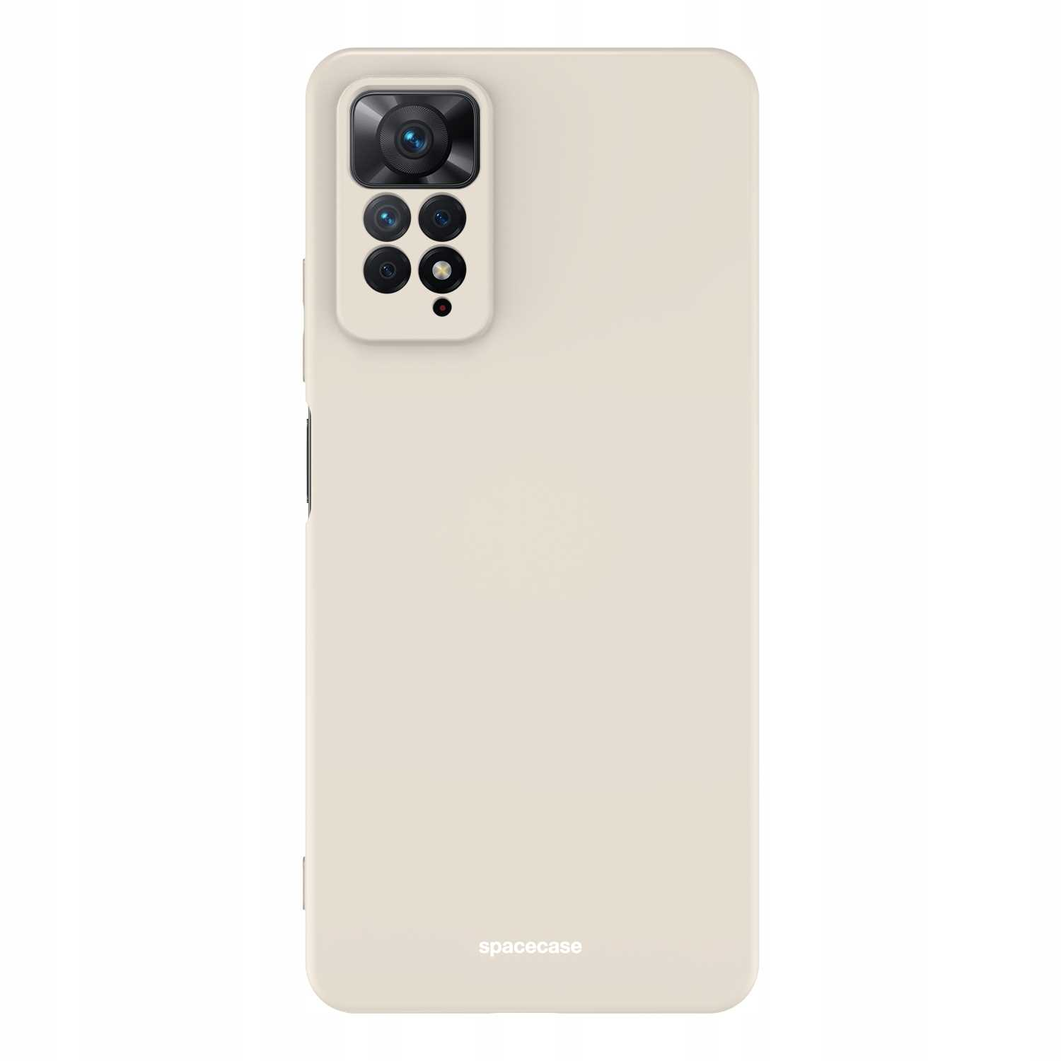Beżowe etui na telefon z obiektywami aparatu i logo „spacecase” na białym tle.