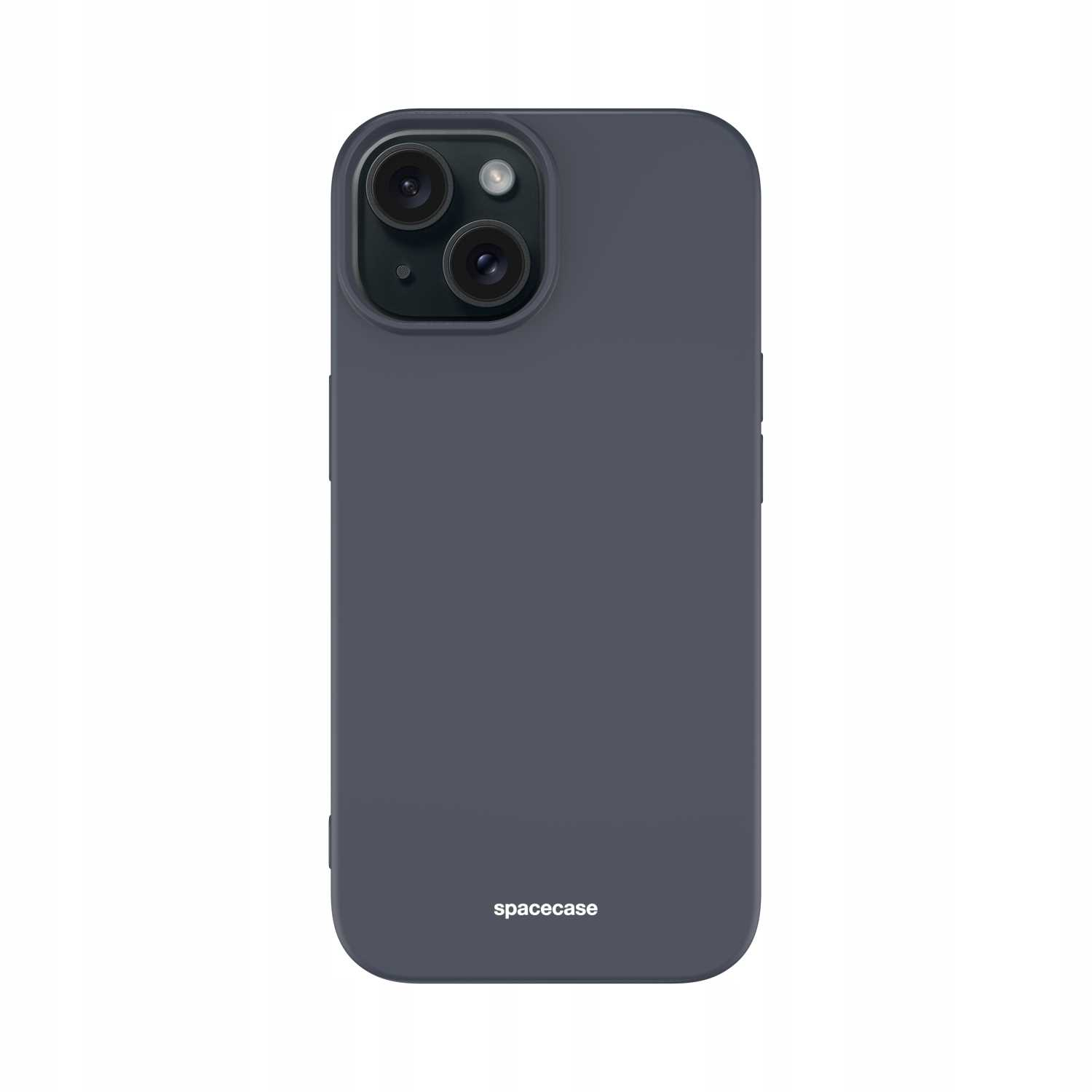 Czarny iPhone 15 w czarnym silikonowym etui.