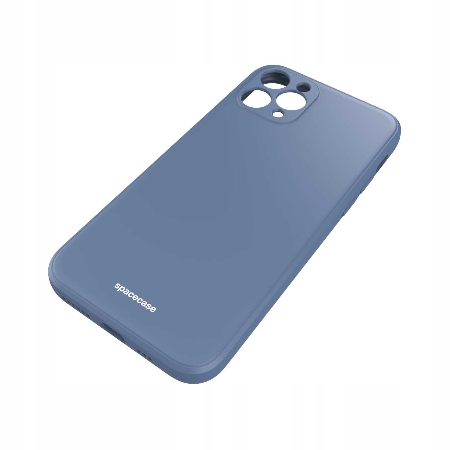 Niebieskie etui na telefon z napisem „spacecase” jest wyświetlane na białym tle.