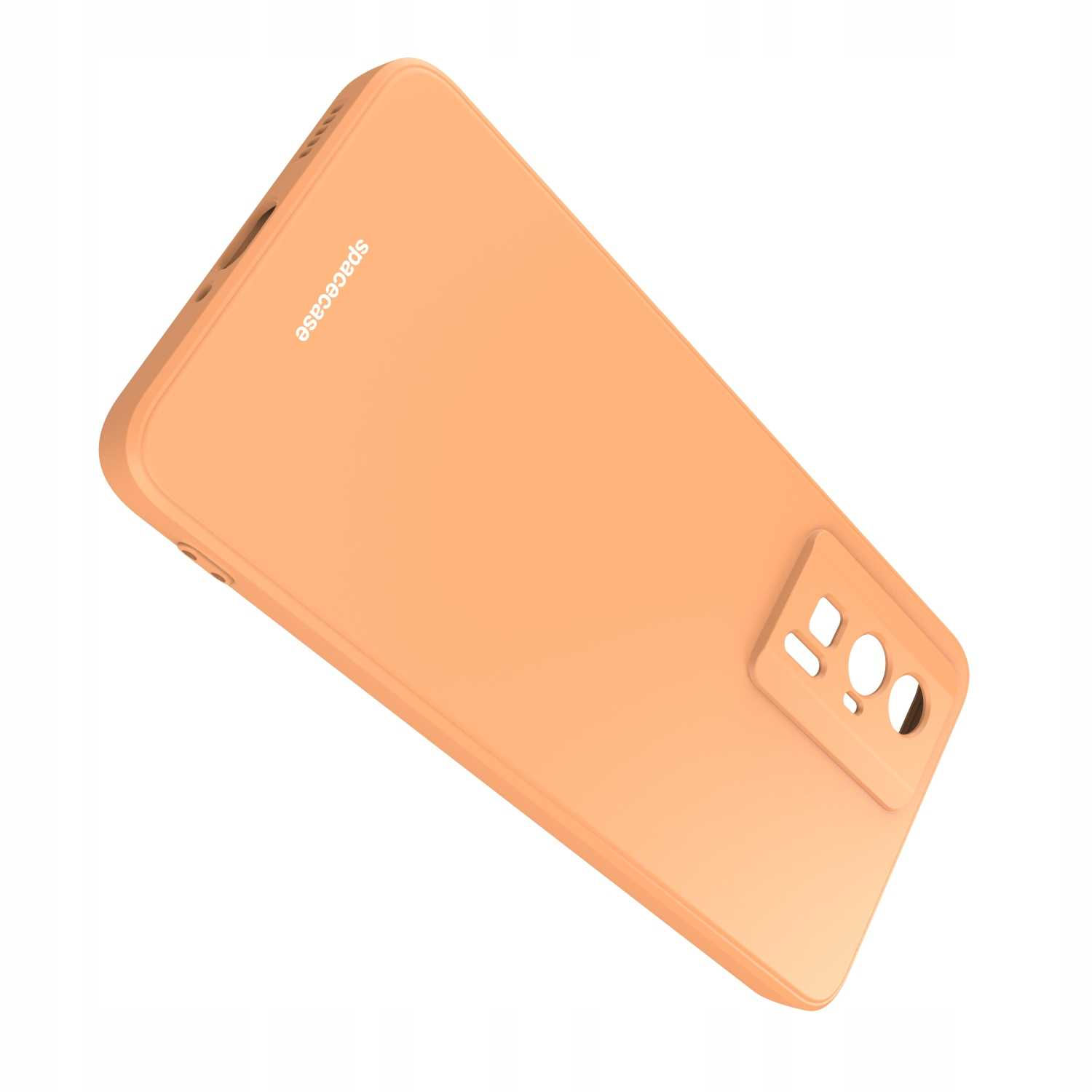 Pomarańczowe etui na telefon jest izolowane na białym tle.