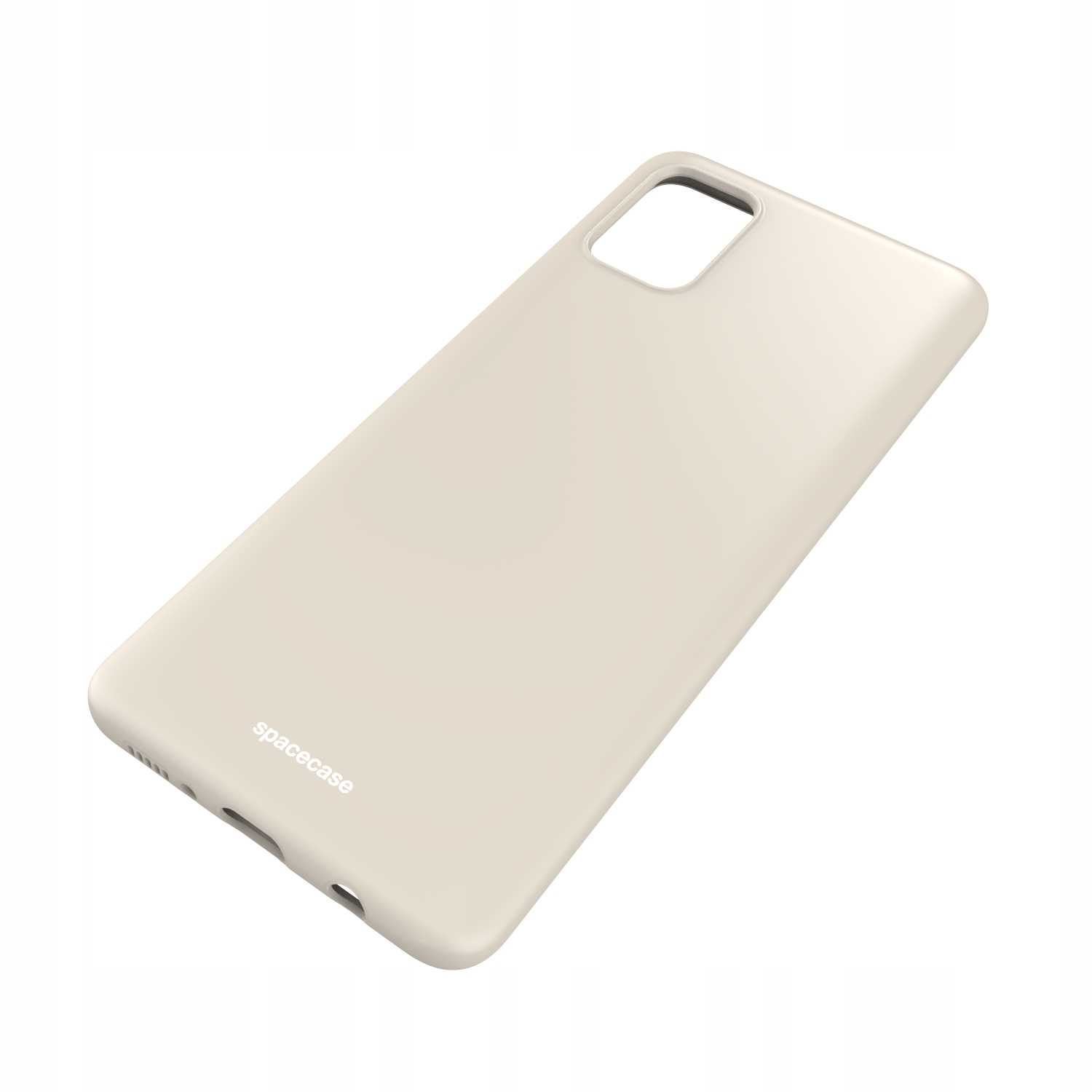 Beżowe etui na telefon 'spacecase' jest wyświetlane na białym tle.