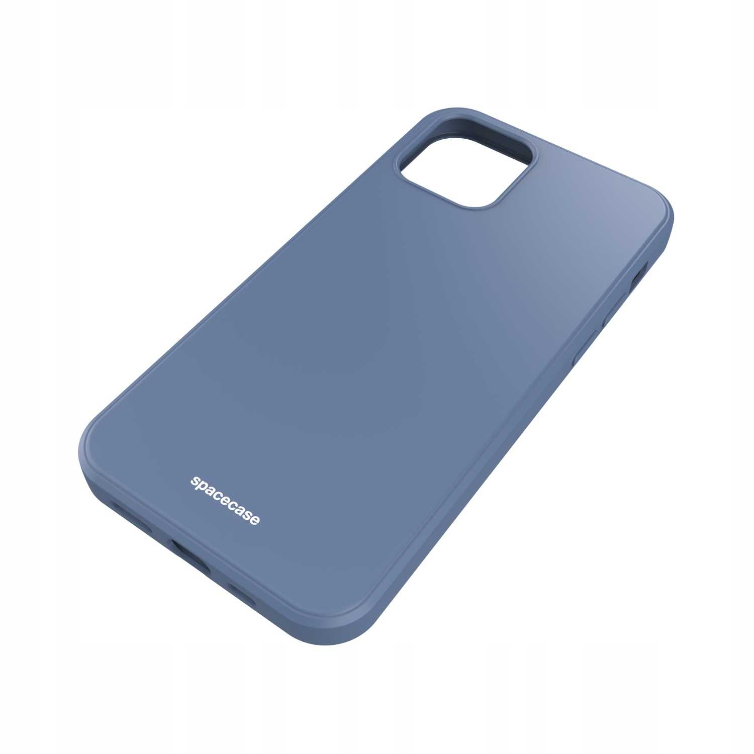 Niebieskie etui na telefon 'spacecase' na białym tle.