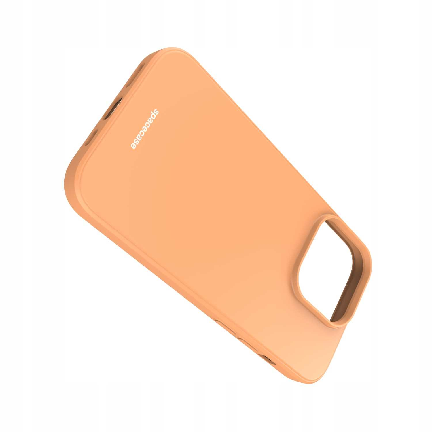 Na białym tle wyświetlane jest brzoskwiniowe etui na telefon „spacecase”.