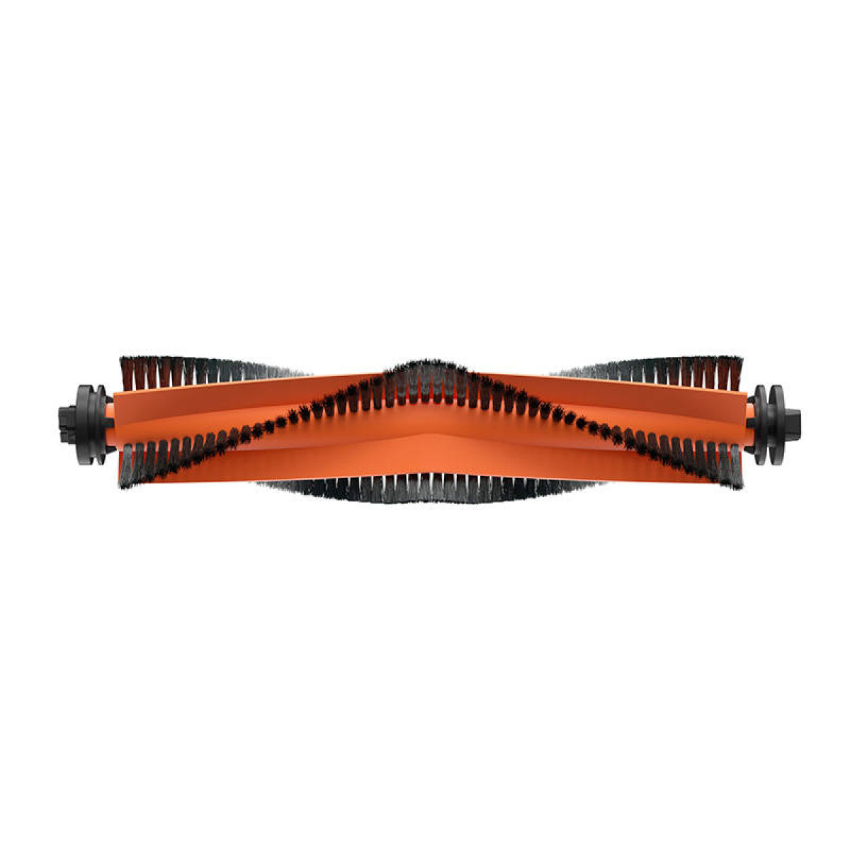 Orangefarbene und schwarze Staubsaugerwalzenbürste auf weißem Hintergrund.