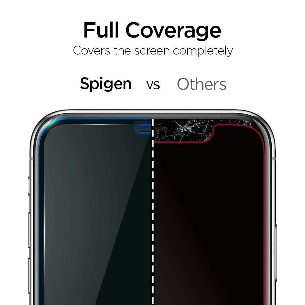 Phone screen protector comparison: one side intact, the other cracked.