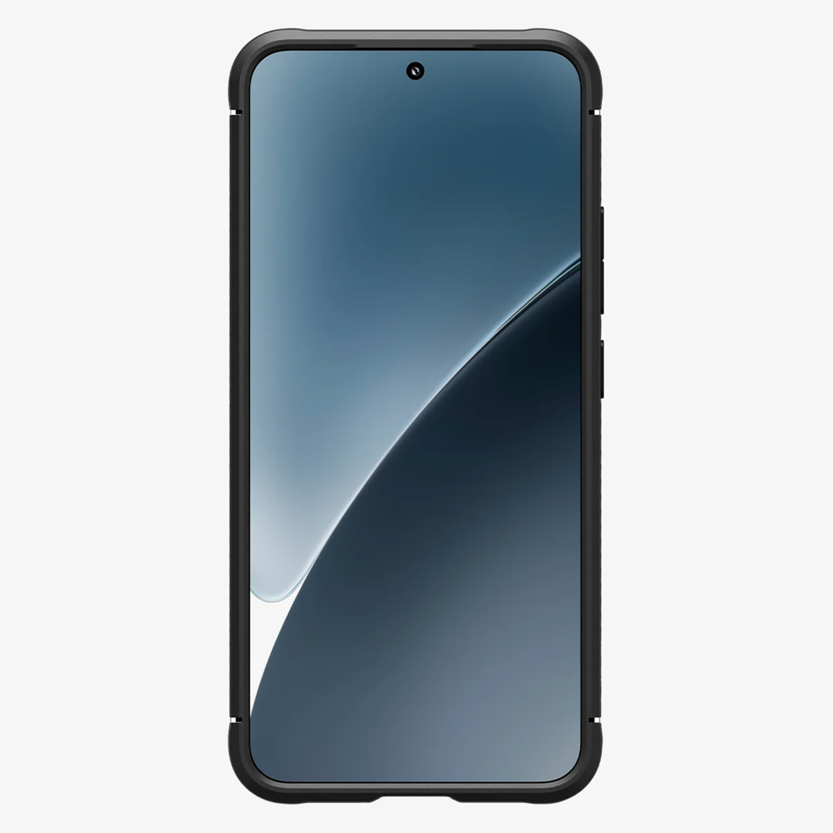 Een smartphone met een schermbeschermer wordt weergegeven tegen een witte achtergrond, waarbij het slanke ontwerp wordt benadrukt.
