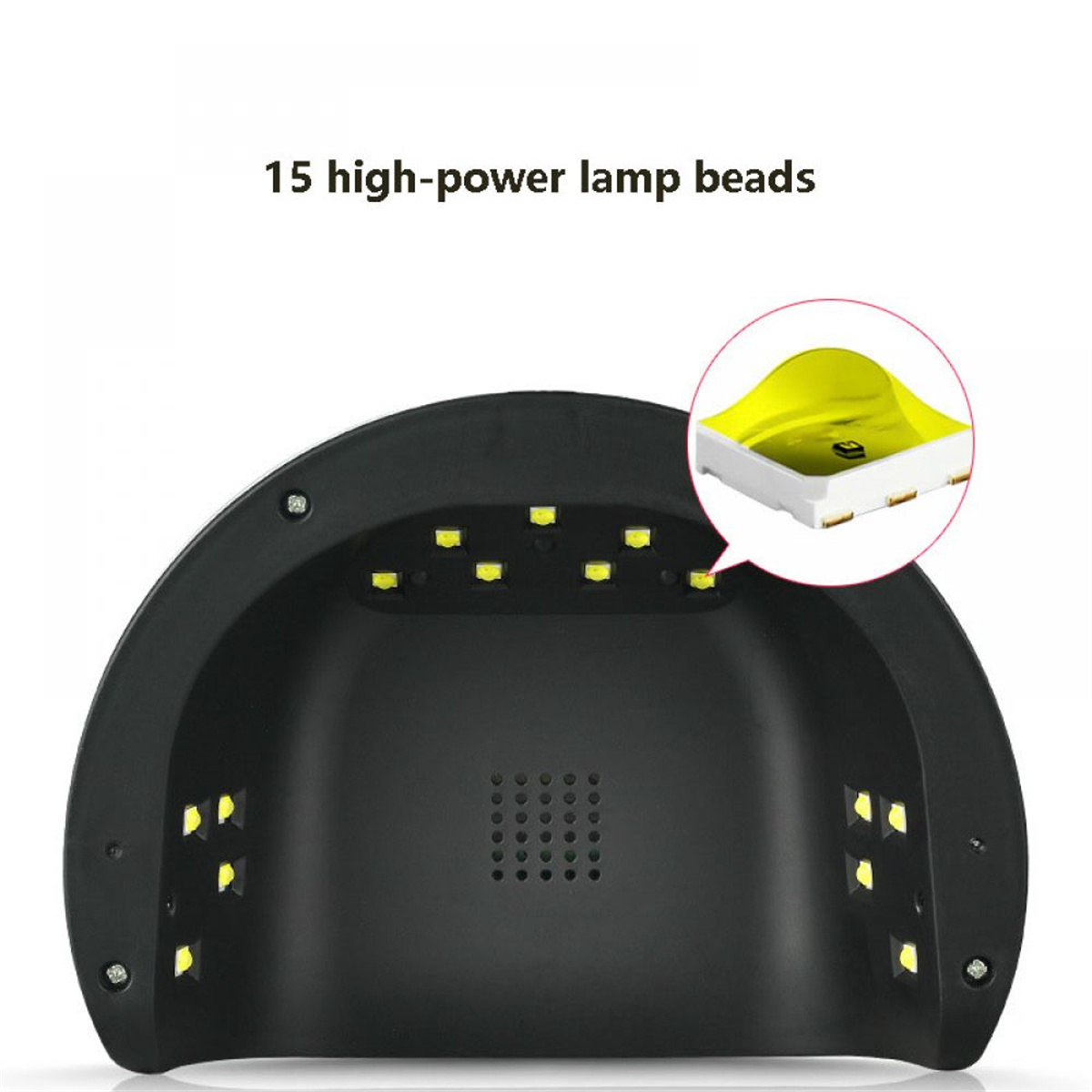 Schwarze Nagellampe mit 15 Hochleistungs-LED-Lampenperlen zum Aushärten von Gel.