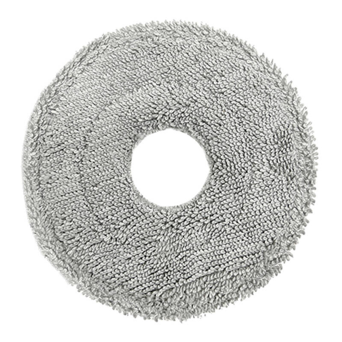 Szara okrągła podkładka z otworem pośrodku. Podkładka ma teksturowaną powierzchnię i jest na białym tle.