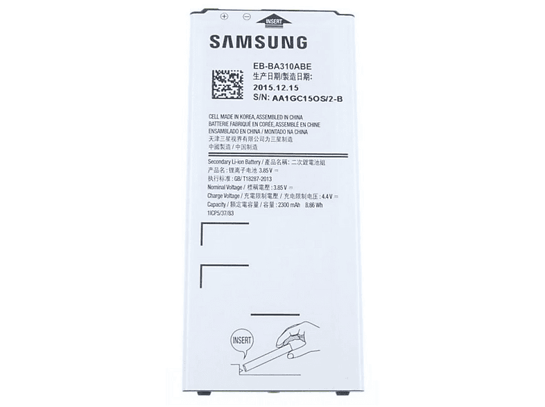 SAMSUNG 37414 AKKU SAMS SM-A310F Li-Ion Akku, Li-Ion, 3.8 Volt, 2.300 ...