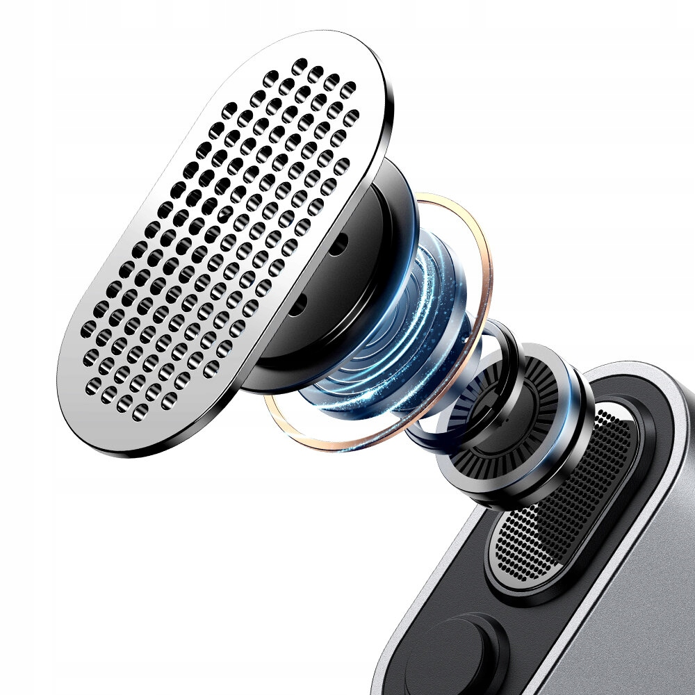 Nahaufnahme der zerlegten Speakerelemente eines Bluetooth-Empfängers.