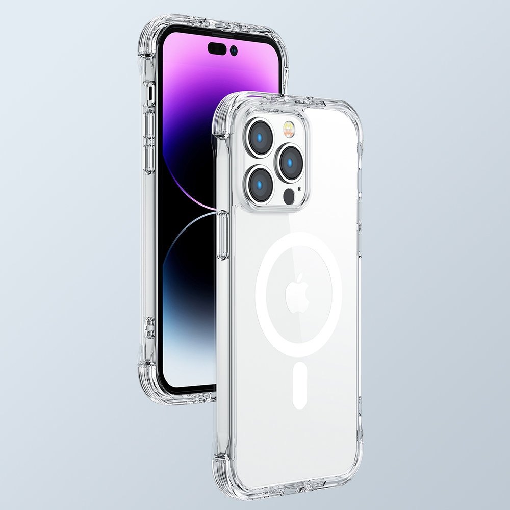 Telefon z przezroczystym etui i telefon obok.