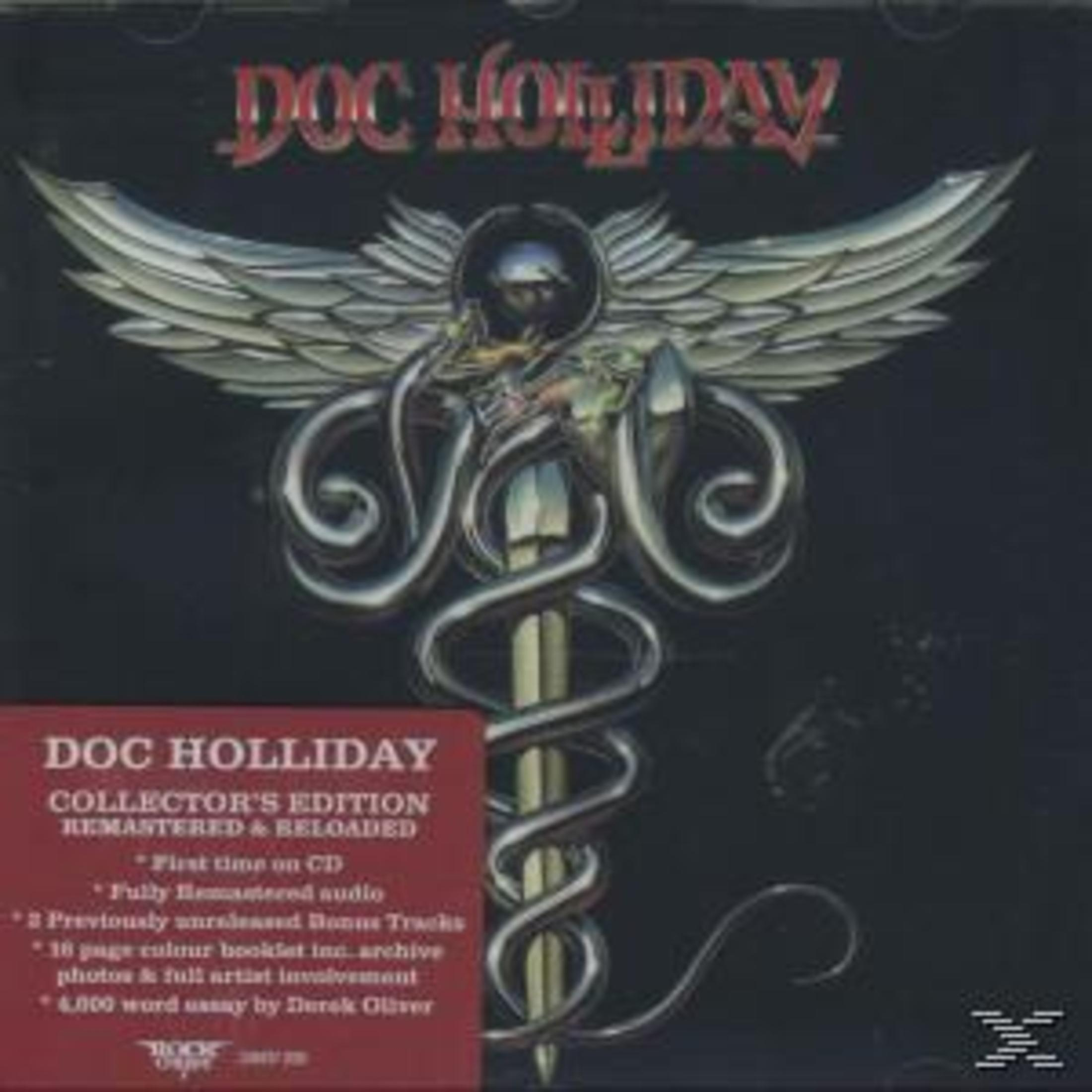Albumcover mit einem Caduceus-Symbol in Silber und Rot auf dunklem Hintergrund. Caduceus hat Flügel.