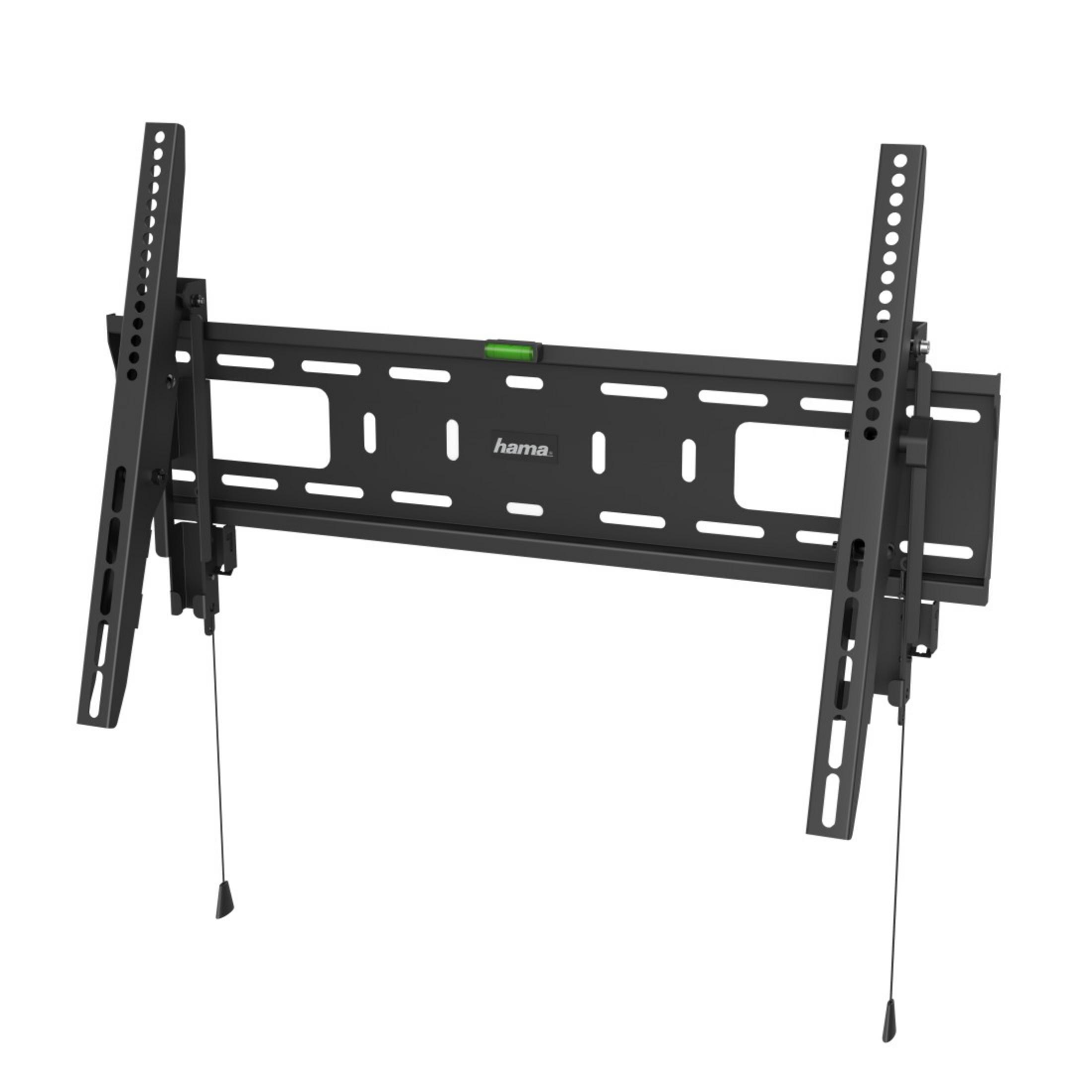 Eine schwarze TV-Wandhalterung. Sie hat eine Mittelstange mit zwei vertikalen Stützen.