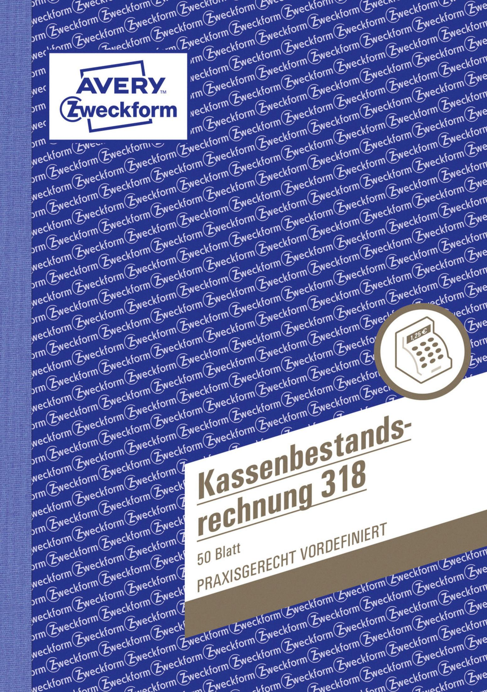 Ein Dokument mit Buchhaltungsdetails und einem Logo, mit dem Text 'Kassenbestandsrechnung 318' sichtbar.