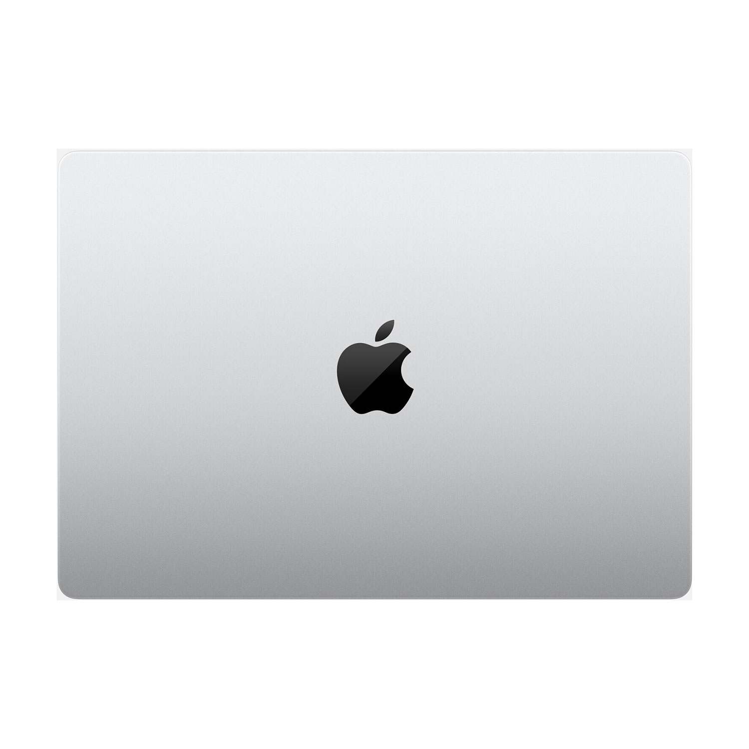Die Oberseite eines silbernen Laptops mit einem Apple-Logo.
