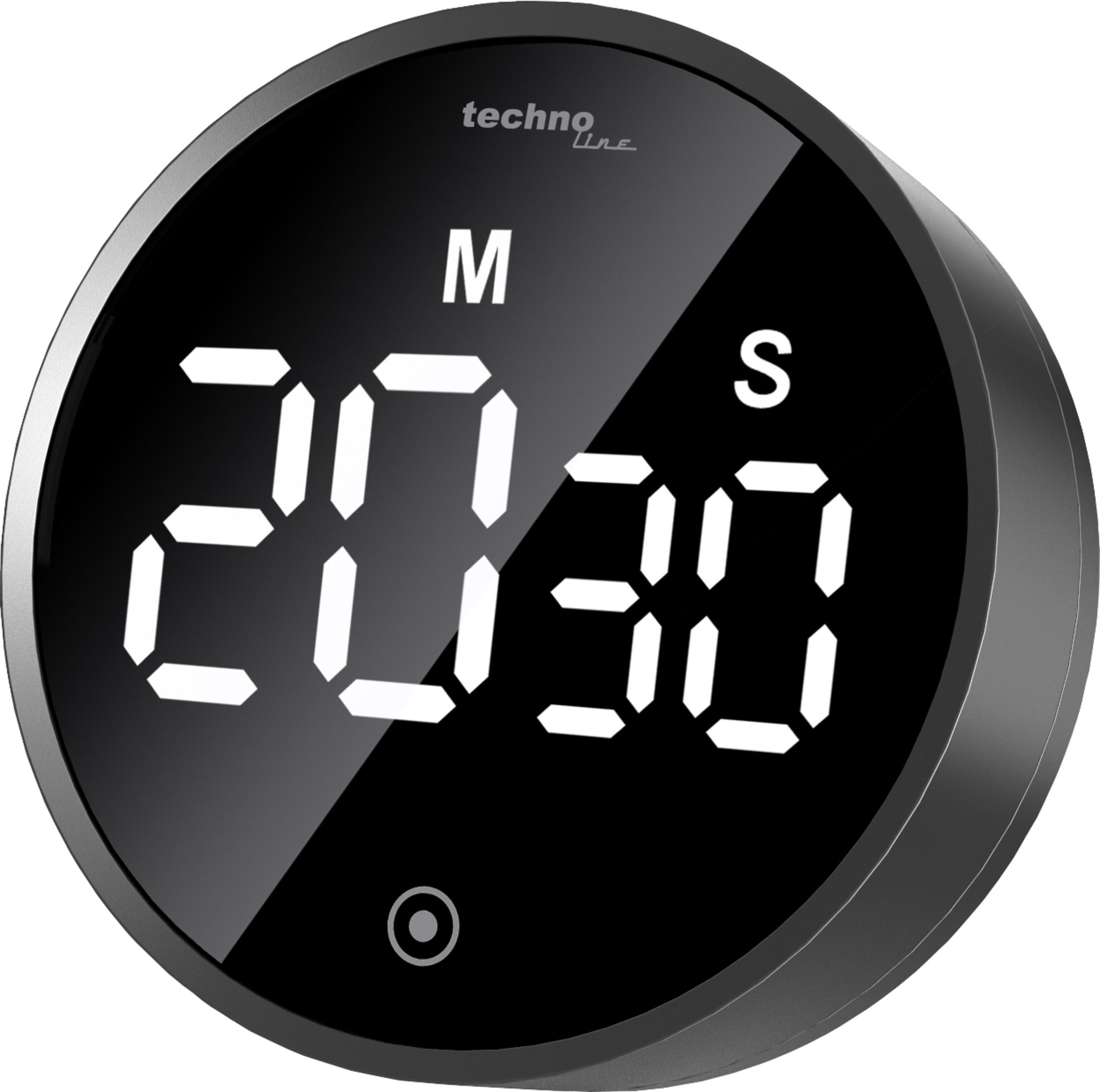 Eine digitale Küchenuhr, die 20 Minuten und 30 Sekunden auf schwarzem Hintergrund anzeigt.