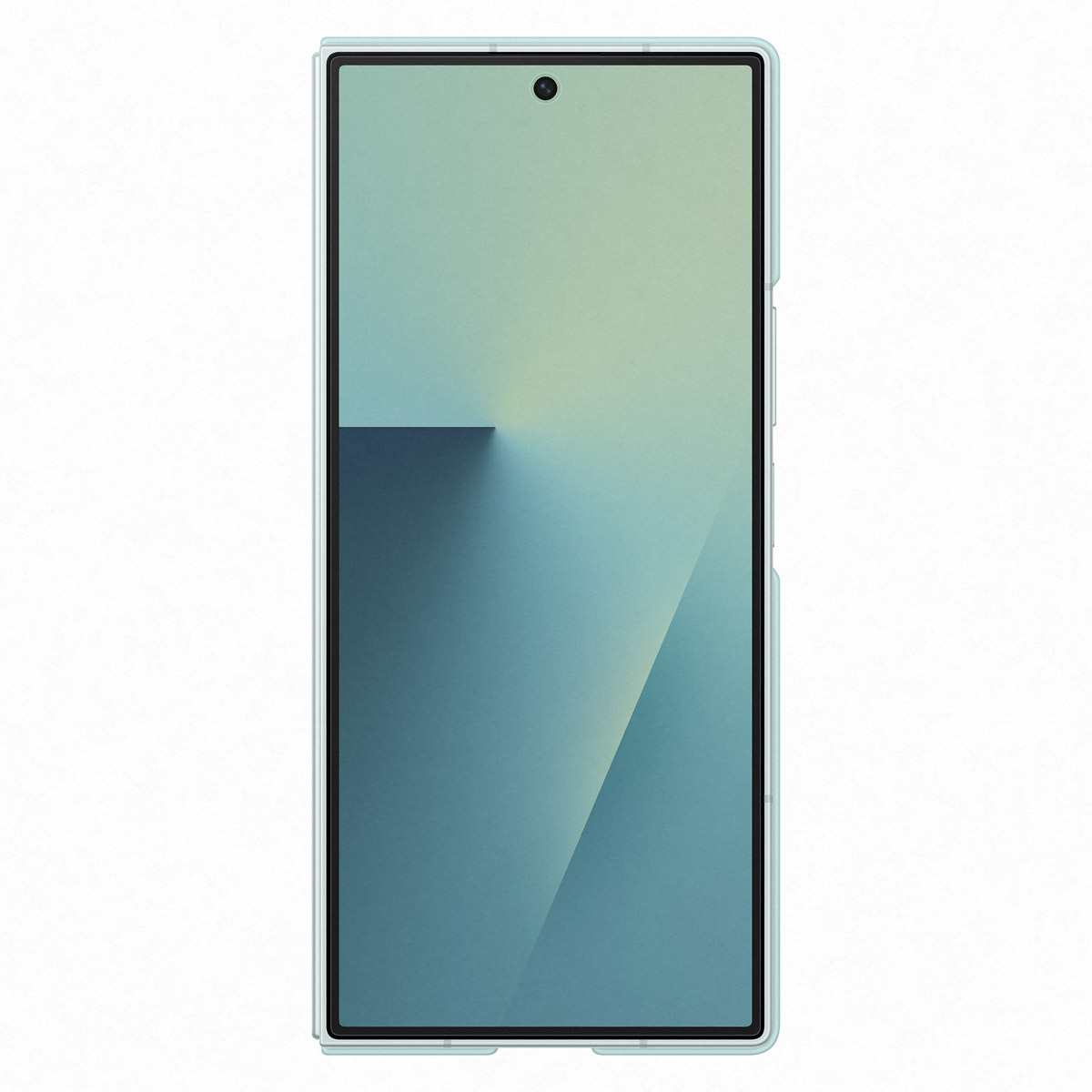 Eine hellblaue Handyhülle, die einen Bildschirm mit einem Farbverlaufsdesign anzeigt.