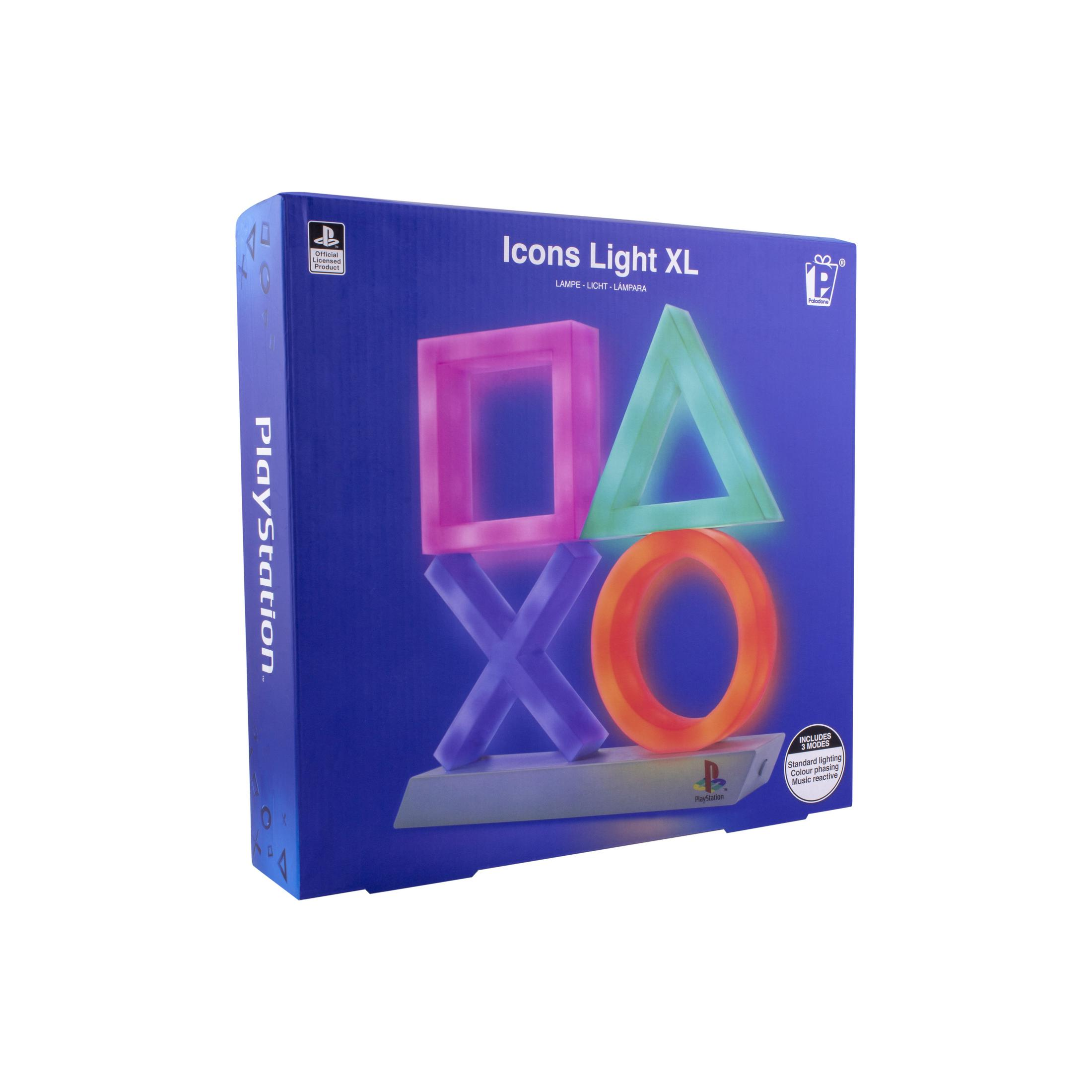 Eine blaue Box mit dem PlayStation-Symbollicht. Die Box sagt Icons Light XL, und die Symbole sind sichtbar.