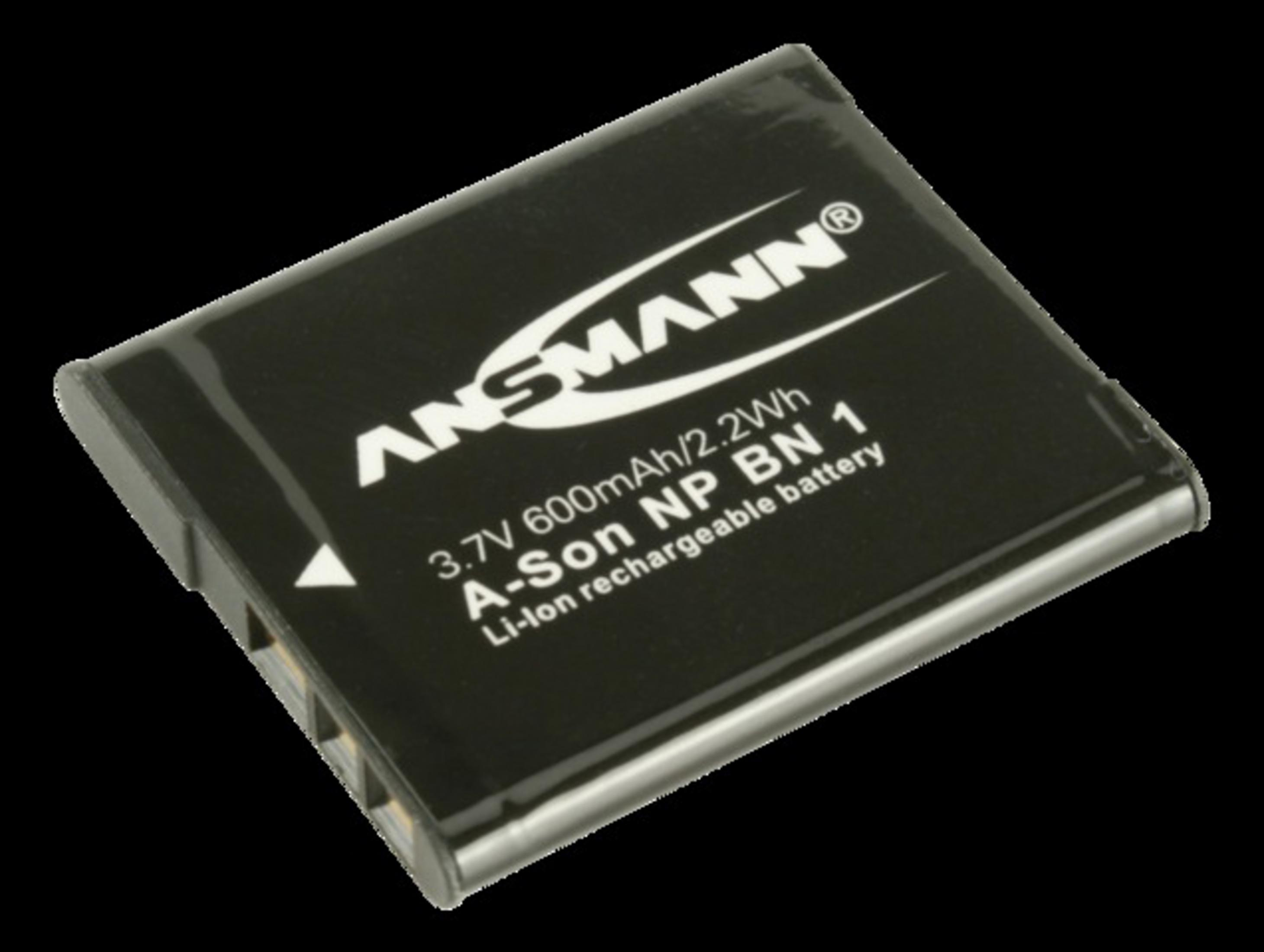 Eine schwarze, rechteckige Ansmann A-Son NP BN 1 Li-Ionen-Akku wird angezeigt.