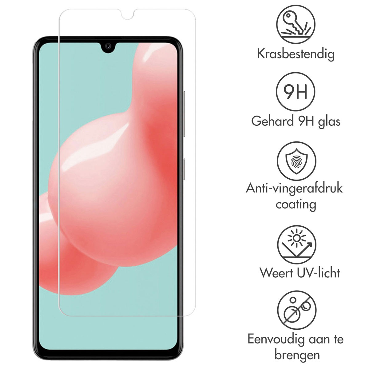 Een schermbeschermer is op een telefoon geplaatst.