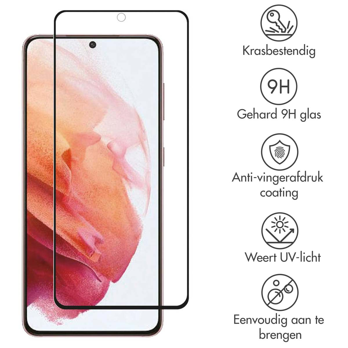 Una protezione per lo schermo accanto a un telefono con uno schermo decorativo, con elementi grafici informativi intorno a loro.