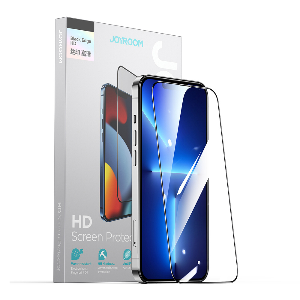 Pudełko ochronne na ekran telefonu. Pokazuje telefon z nałożoną ochroną i funkcjami.