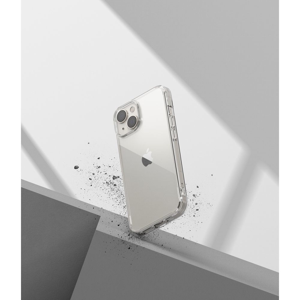Telefon w przezroczystym etui z efektami cieni.