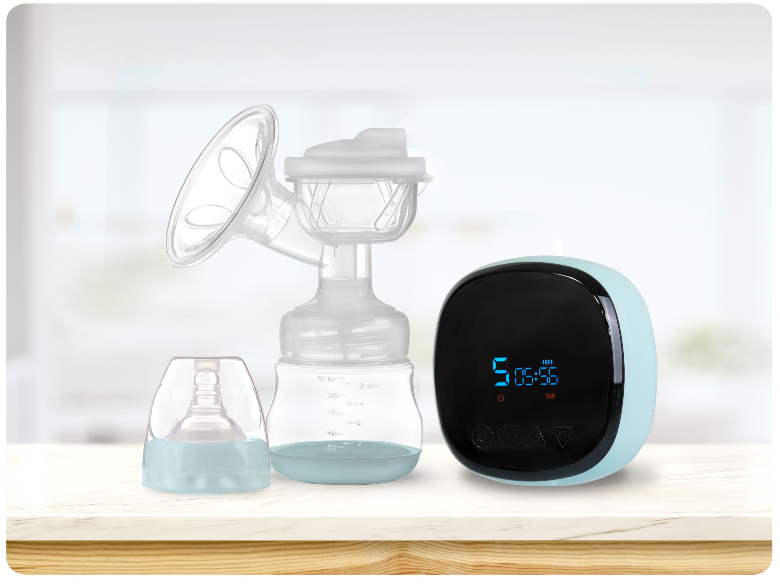 Elementy laktatora na stole z cyfrowym wyświetlaczem w tle.