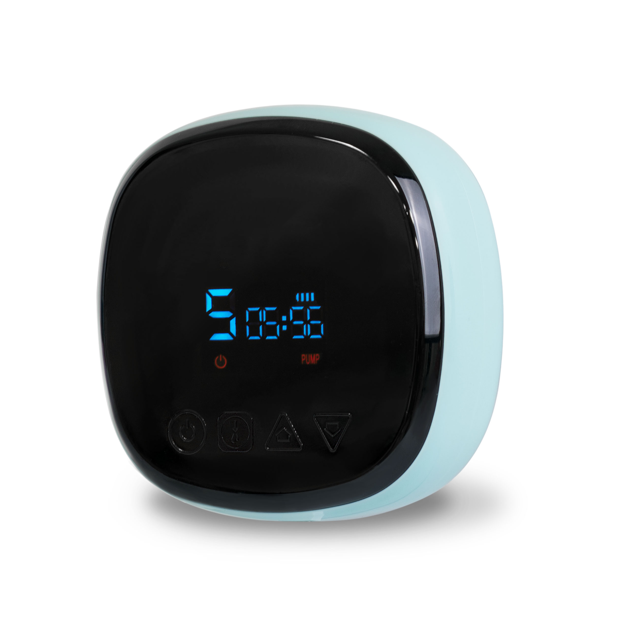 Cyfrowy wyświetlacz laktatora, pokazujący czas, z przyciskami sterowania.