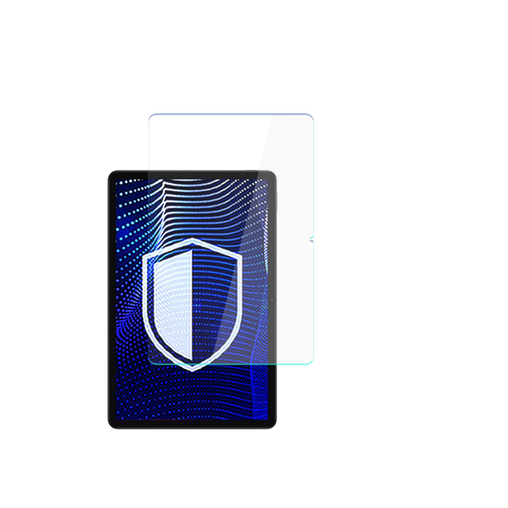 Tablet con protezione schermo, entrambi con design a scudo, su sfondo bianco.
