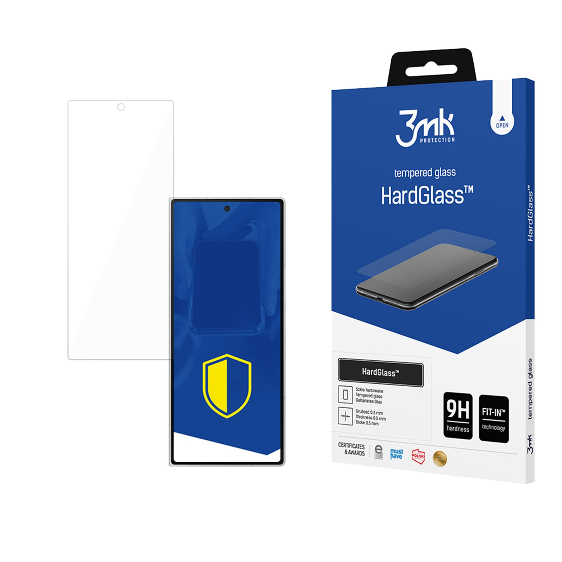 Un telefono con una protezione per lo schermo e una scatola per la protezione dello schermo.