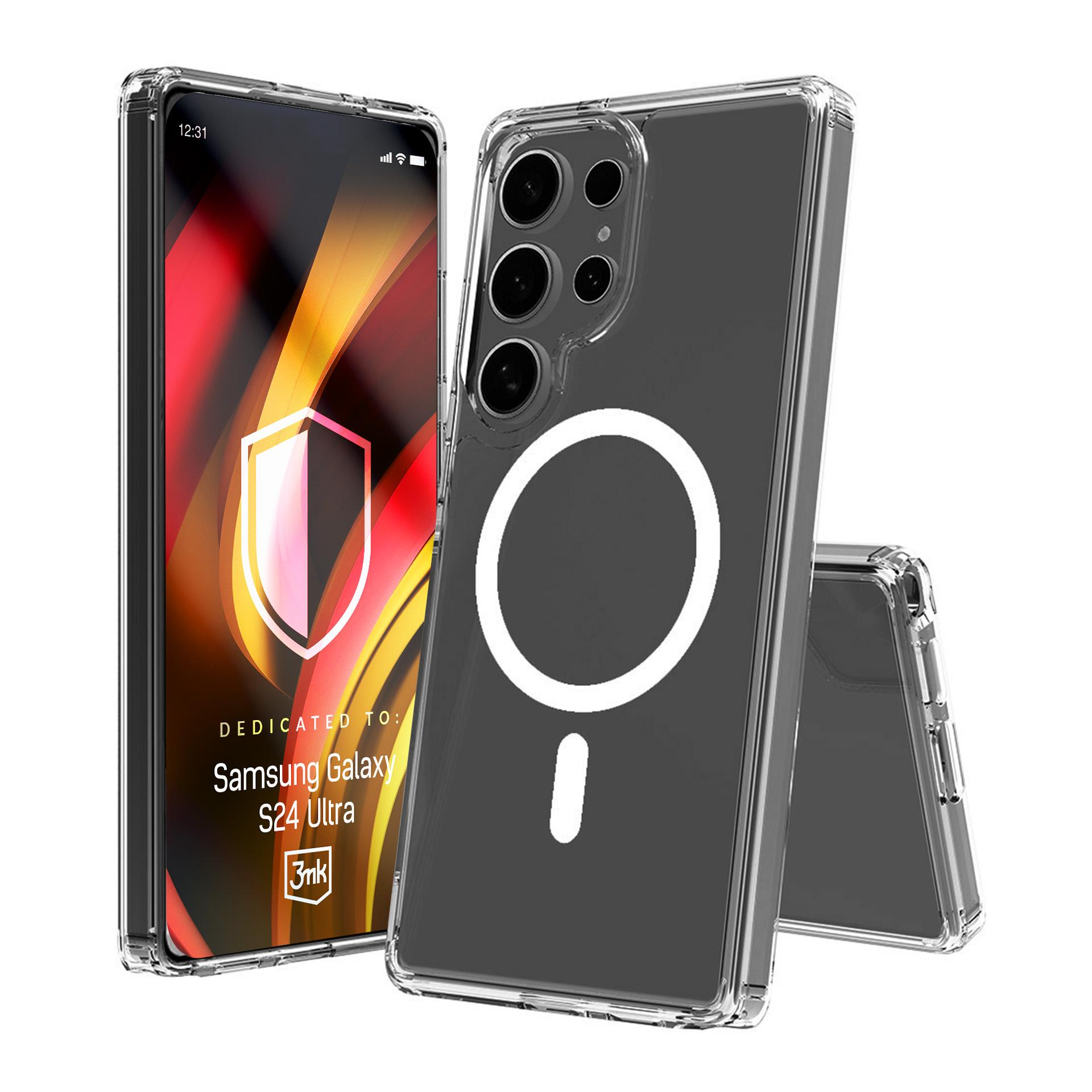 Przezroczyste etui na telefon z telefonem w środku. Dedykowane dla Samsung Galaxy S24 Ultra.