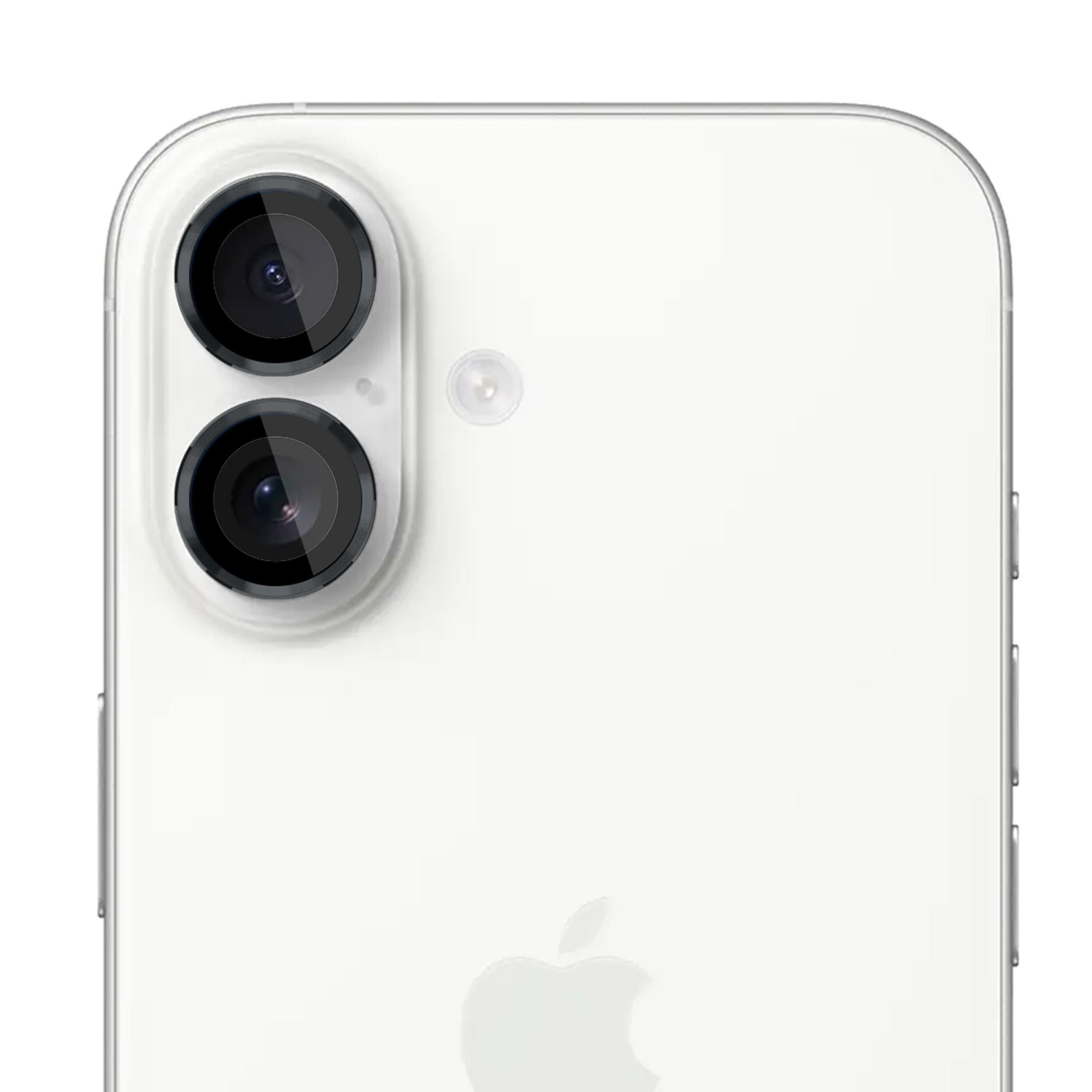 Primo piano del retro di un telefono bianco. Sono visibili due obiettivi neri e un flash.