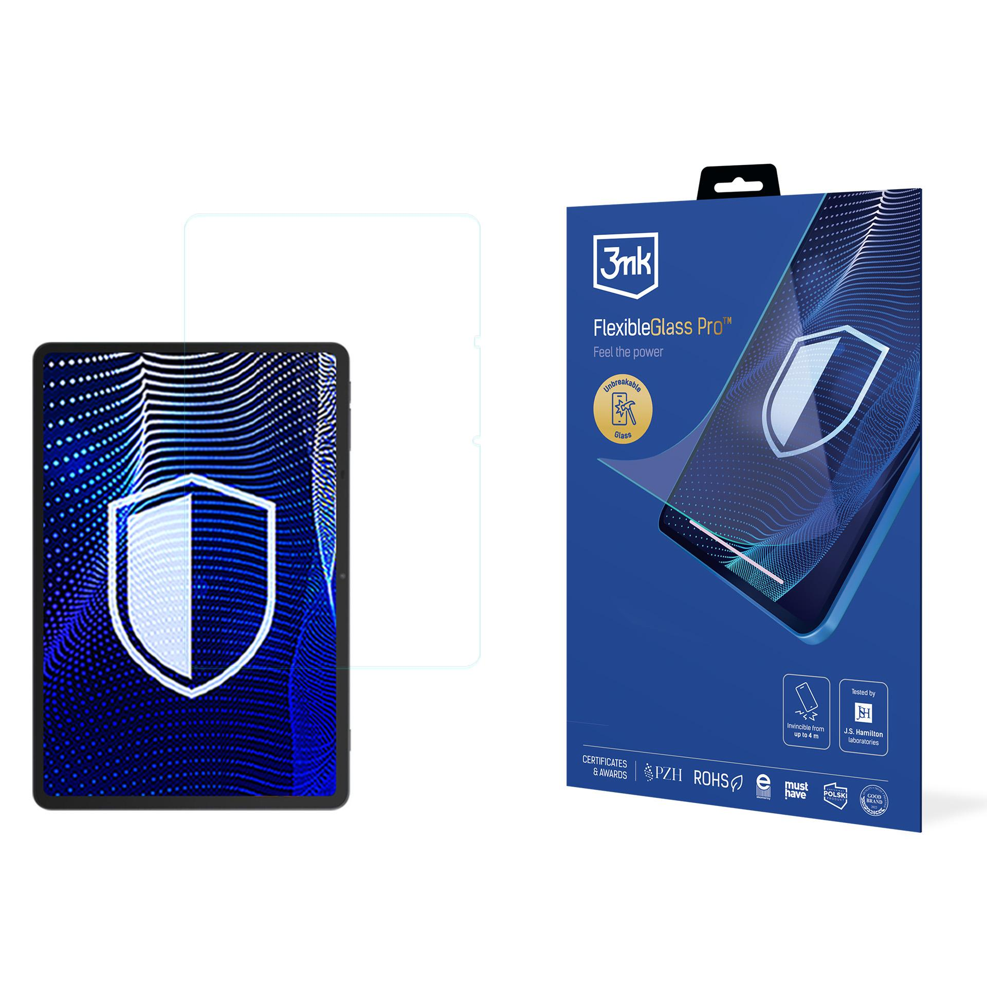 Tablet e protezione schermo accanto a una scatola di protezioni schermo.
