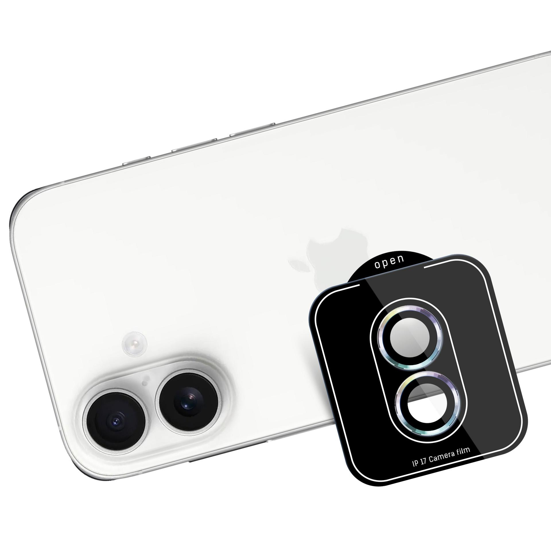 Retro del telefono bianco con due obiettivi della fotocamera e una protezione per lenti. La protezione è nera.