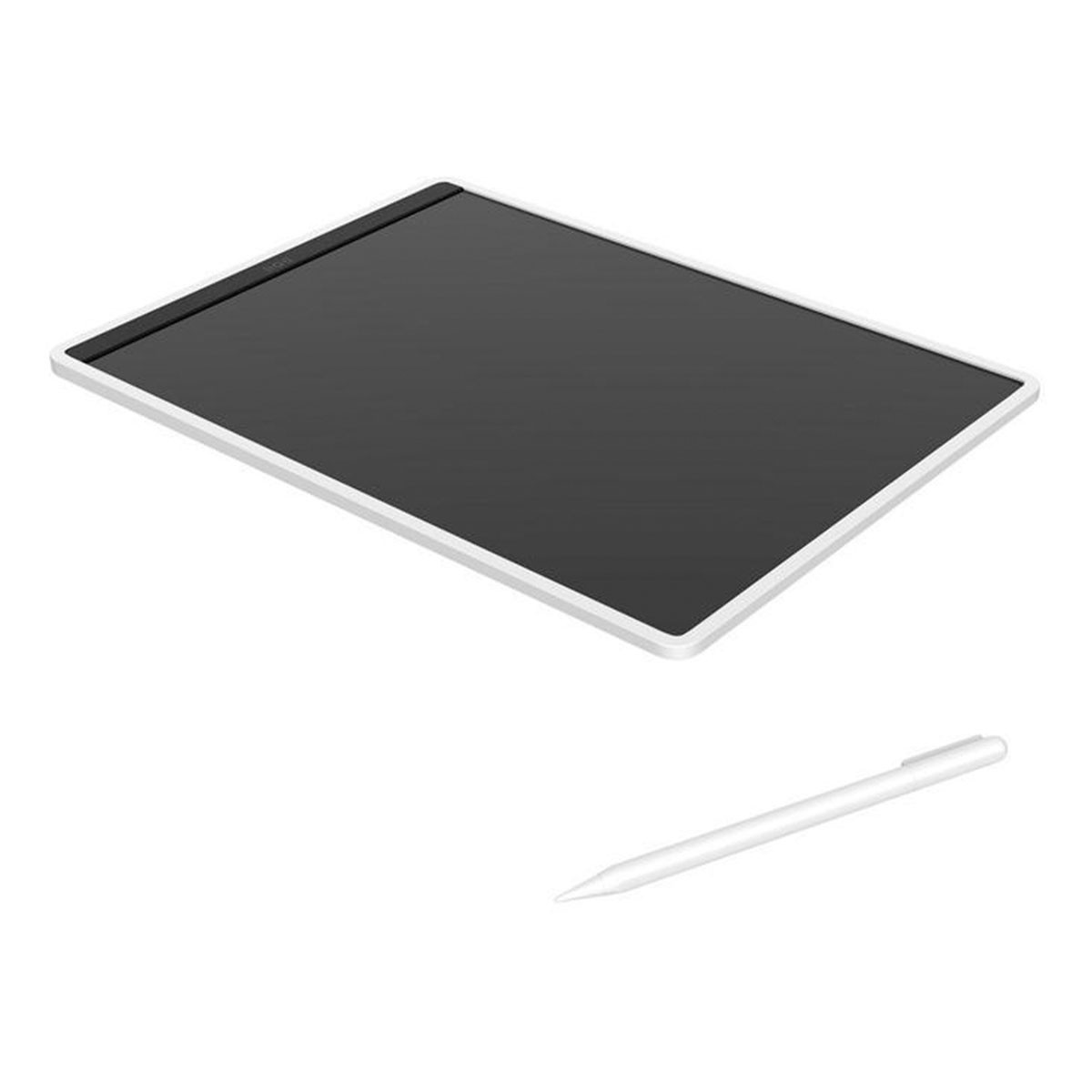 Tablet i rysik. Tablet jest czarny z białą ramką.