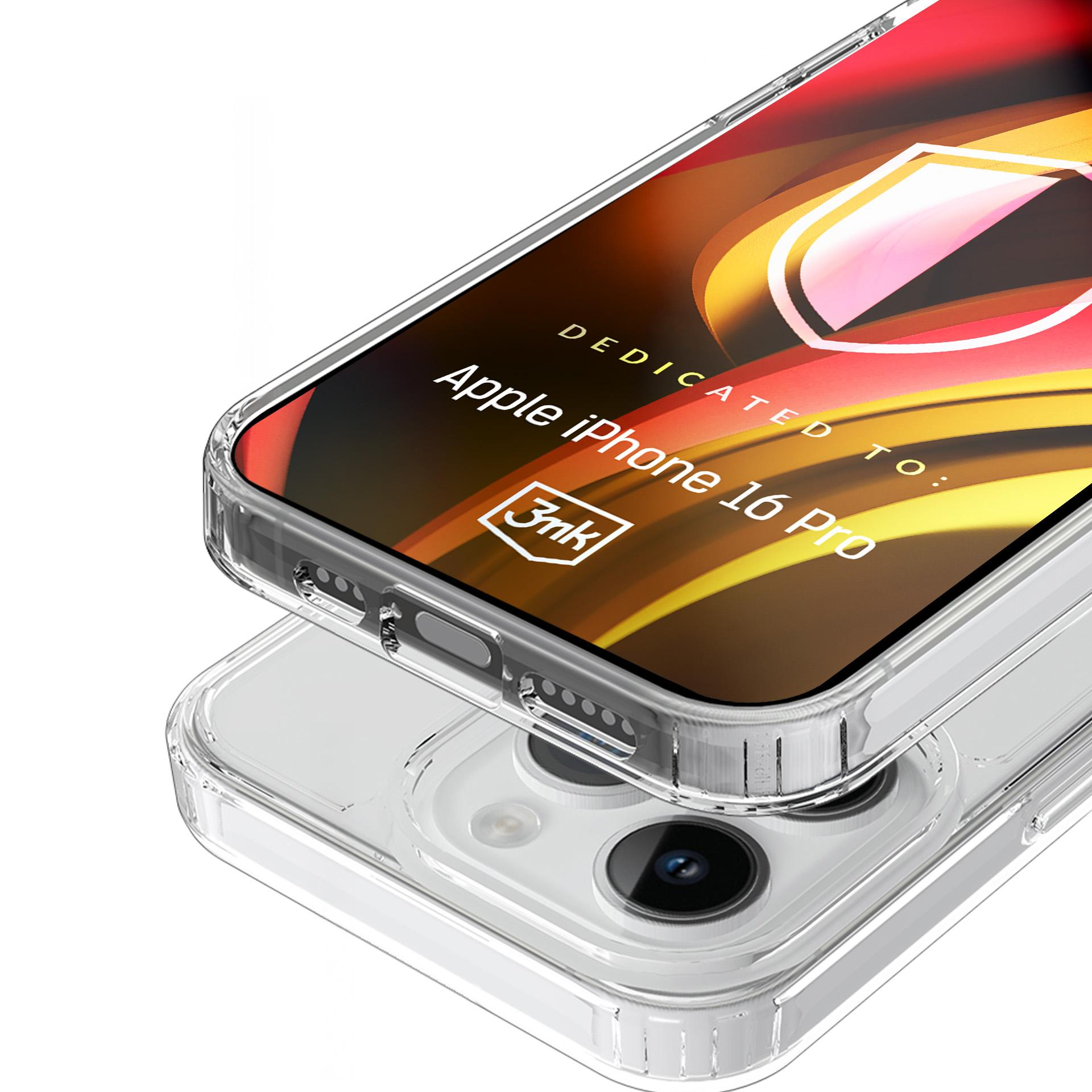 Zbliżenie przezroczystego etui na telefon z iPhone 16 Pro w środku.