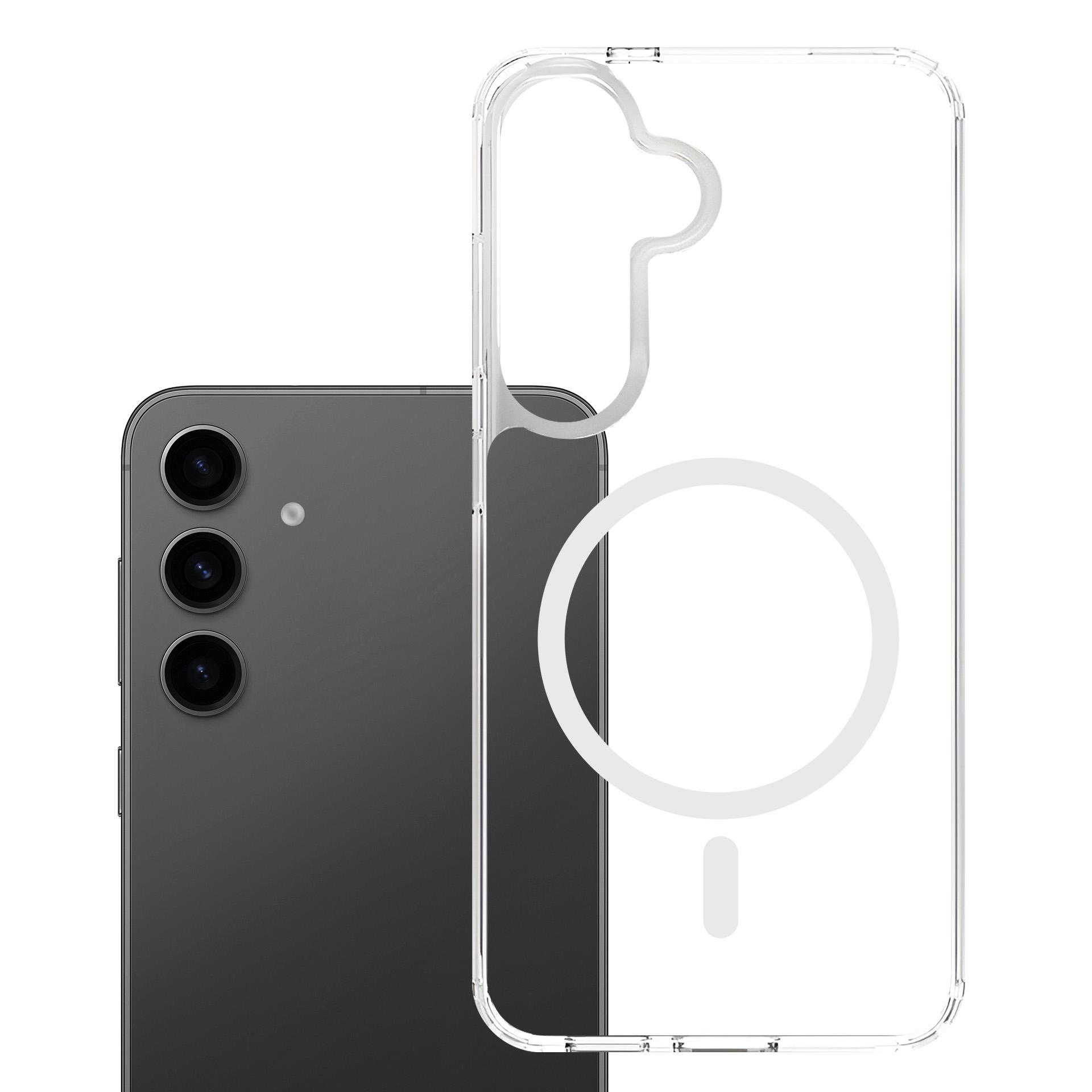Smartfon w przezroczystym etui.
