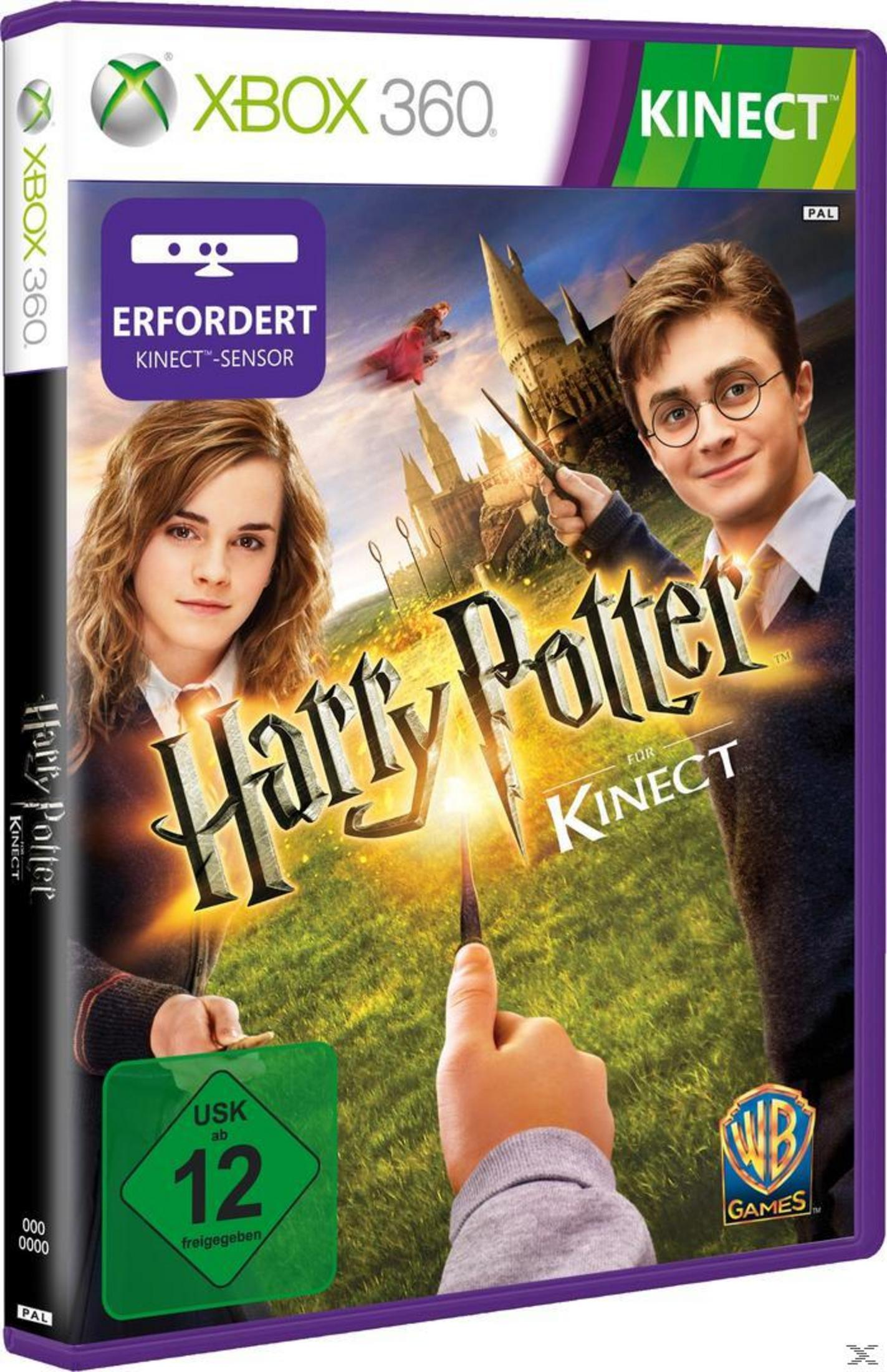 Harry Potter Kinect-Spielbox mit Harry, Hermine und Hogwarts im Hintergrund.