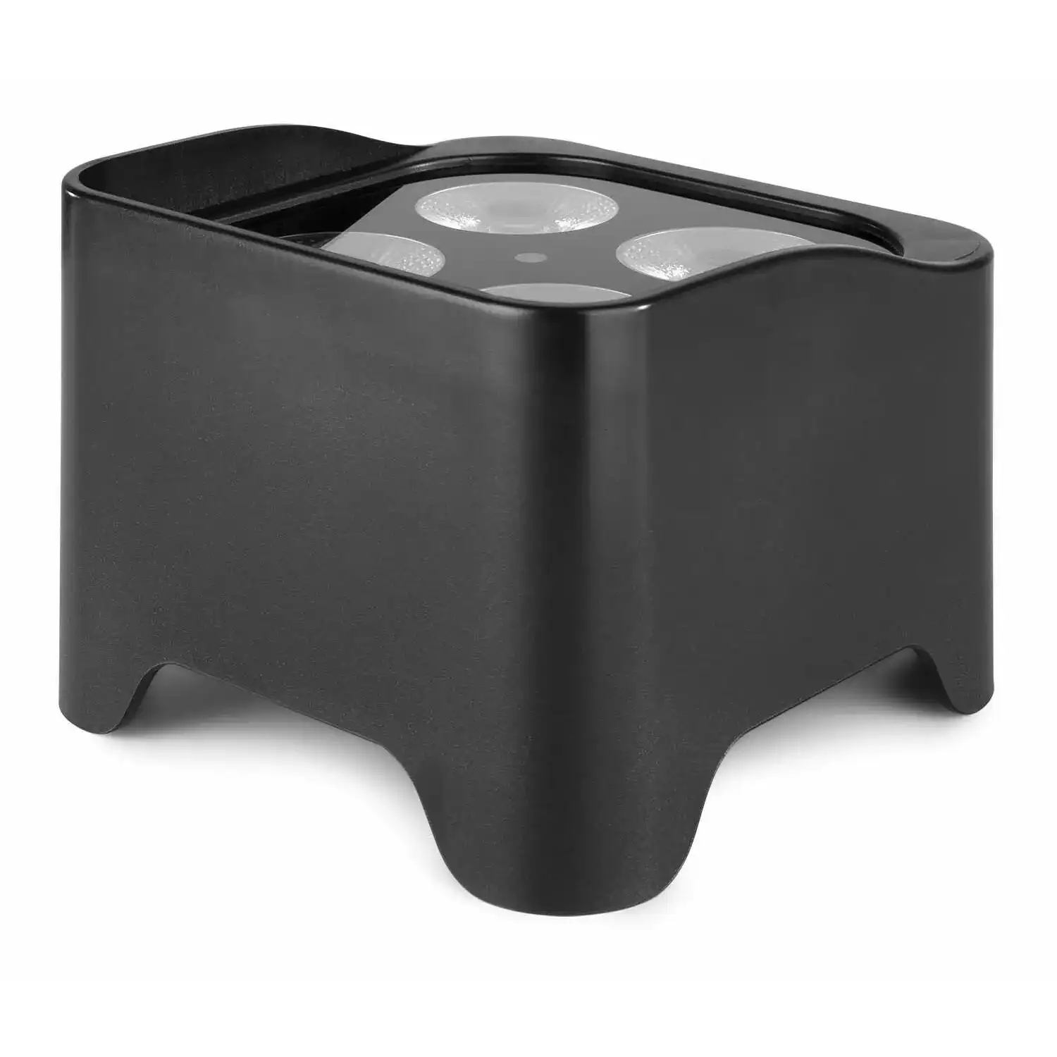 Un Beamz Uplight Par negro con luces claras. El logo de Beamz es visible.