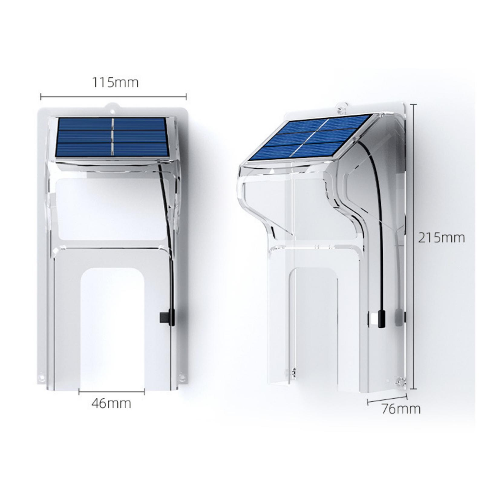 Zwei transparente Solarpanels mit Maßen. Die Panels sind auf weißem Hintergrund montiert. Der Hintergrund ist weiß.