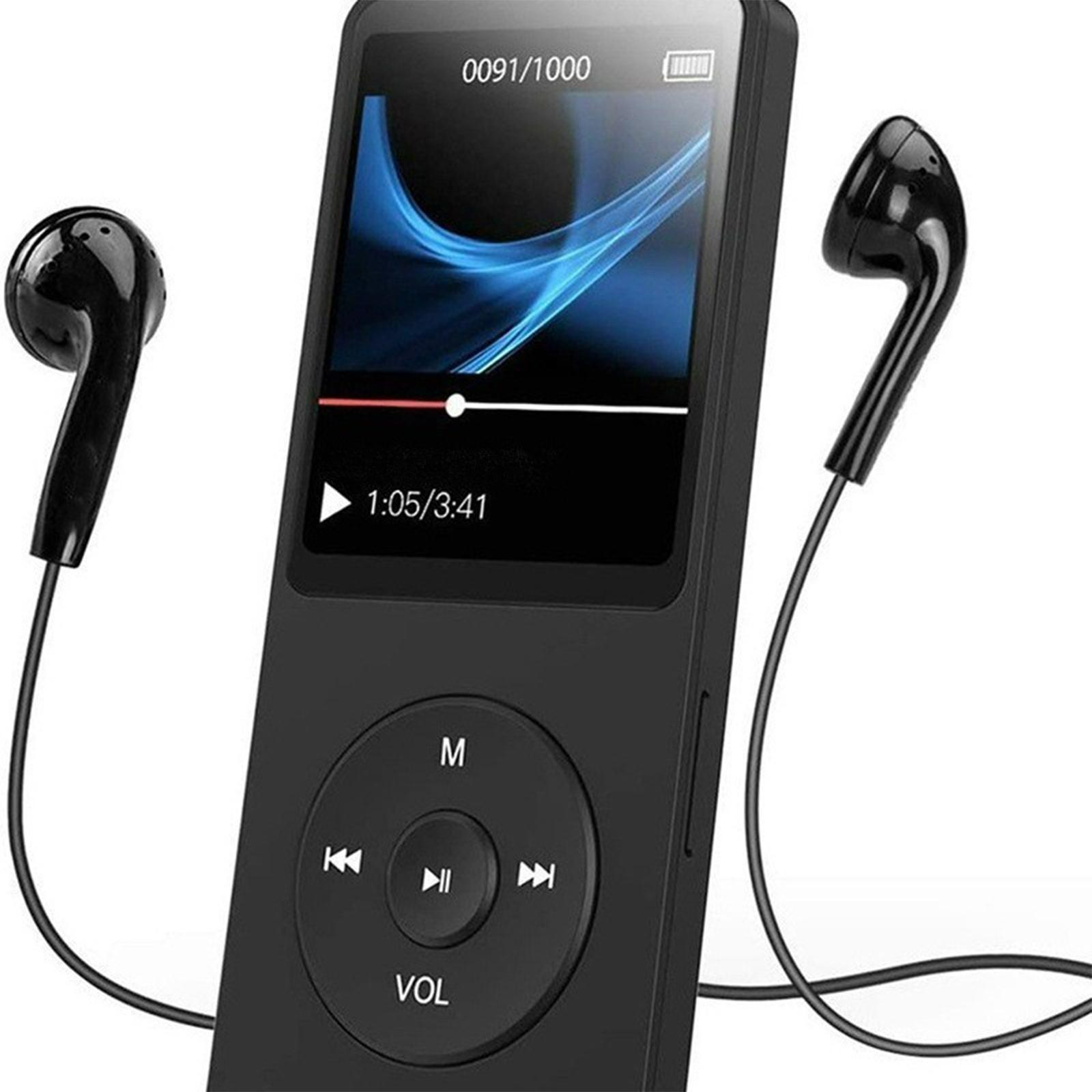 Ein schwarzer MP3-Player mit Kopfhörern, der eine visuelle Oberfläche eines Songs anzeigt, mit einem 1:05/3:41 Timer.