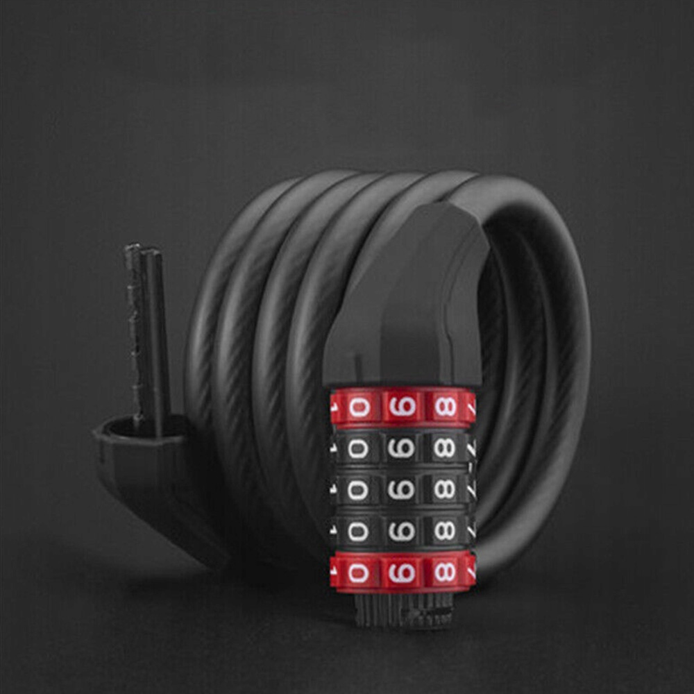 Czarna blokada rowerowa z numerami kombinacji na czarnym tle.