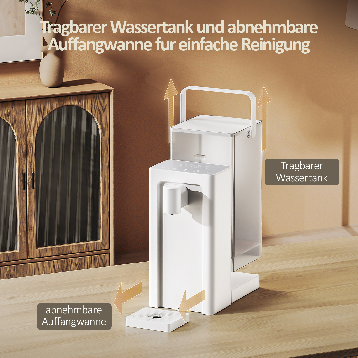 Desktop Instant Hot Water Dispenser, 3s Instant Warm Water Dispenser, Mineraal/Gebotteld Water Dispenser, 3L Capaciteit, voor Reizen, Hotel (kleur: Beige
