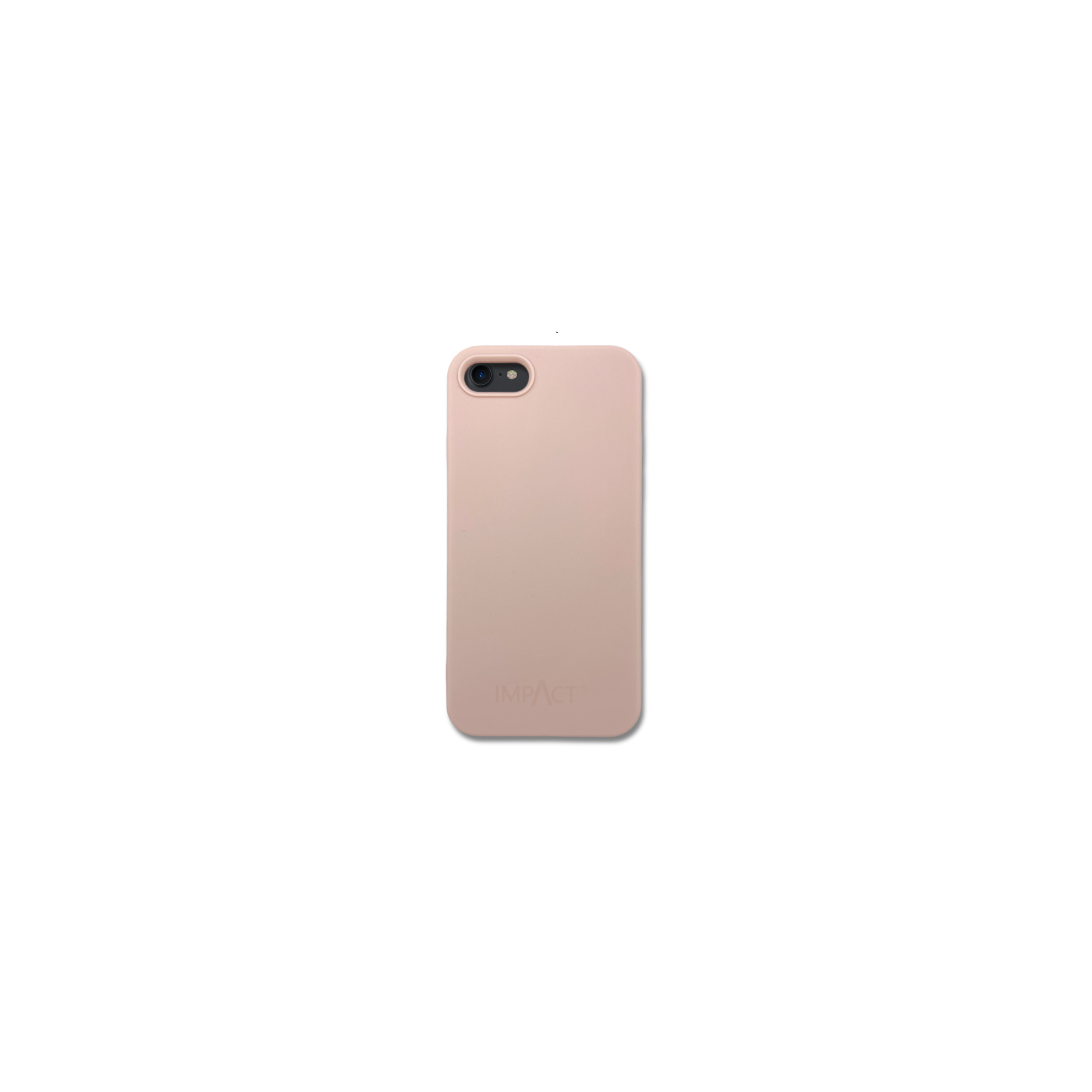 Custodia rosa per telefono con una fotocamera. Logo IMPACT visibile.