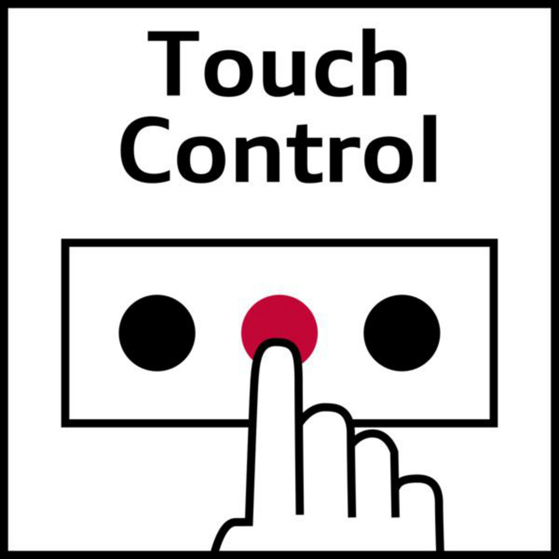 Ikona pokazuje palec naciskający czerwone kółko między dwoma czarnymi kółkami, z napisem 'Touch Control' powyżej.