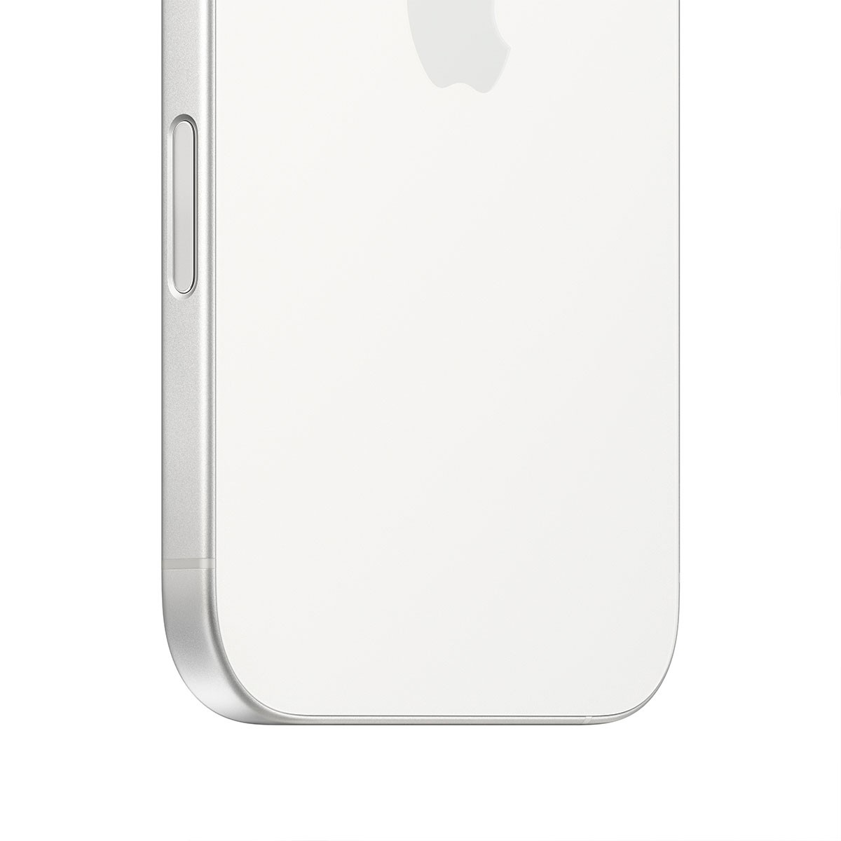 Primer plano de la parte inferior de un iPhone 12 blanco. El marco es plateado.