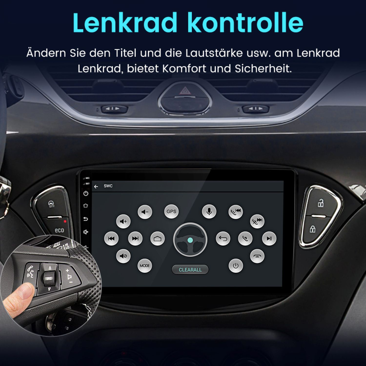 9 Zoll Android 12.0 2015-2019 Opel Corsa/2013-2016 Opel Adam GPS-Navigationsradio mit Touchscreen Carplay Bluetooth AUX-Unterstützung OBD2 DVR