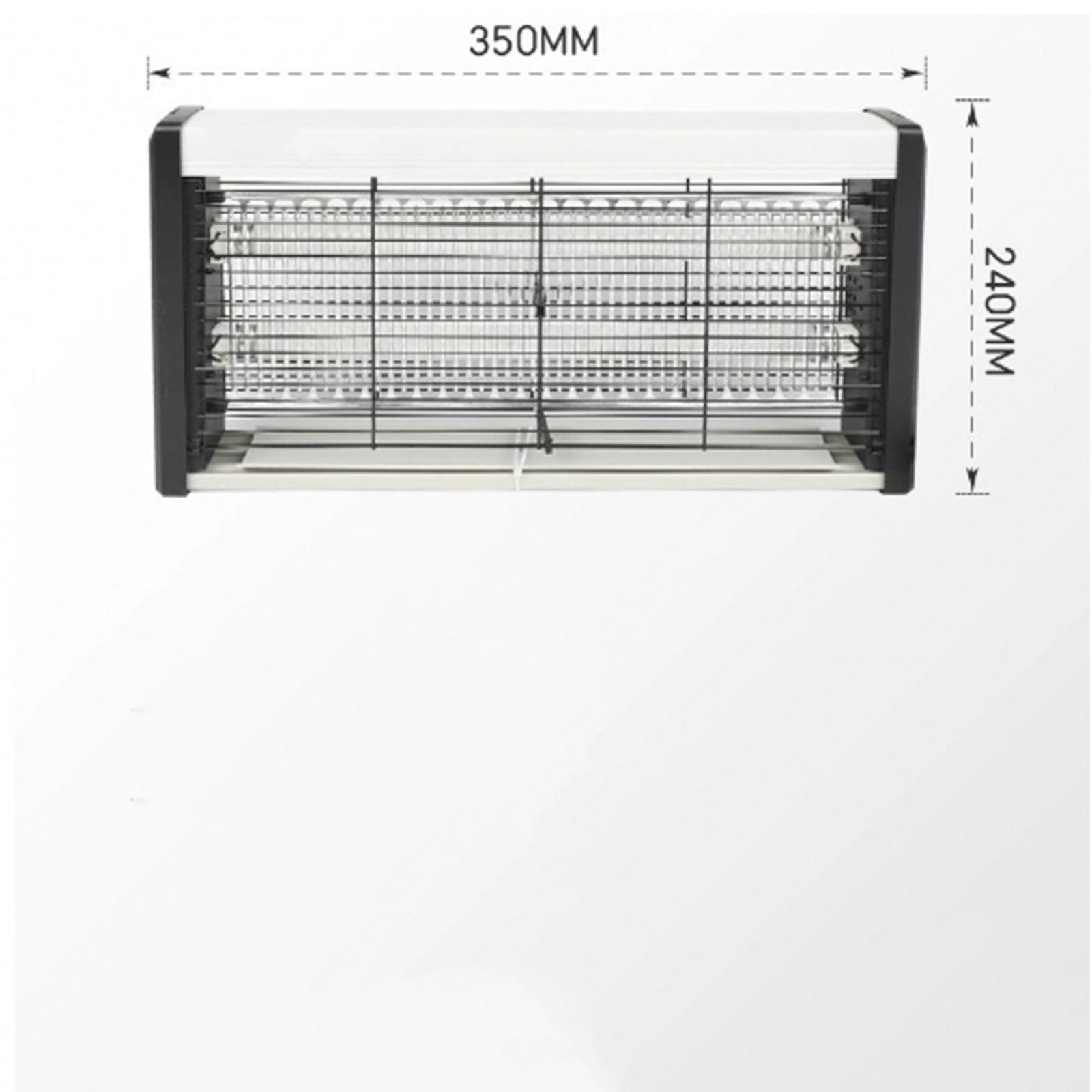 Ein Insektenvernichter mit rechteckiger Form. Abmessungen: 350 mm x 240 mm.