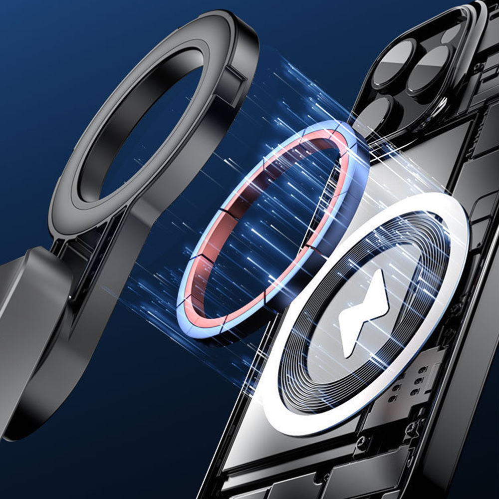 Nahaufnahme eines Telefons mit Magnetring auf der Rückseite, Innenansicht.